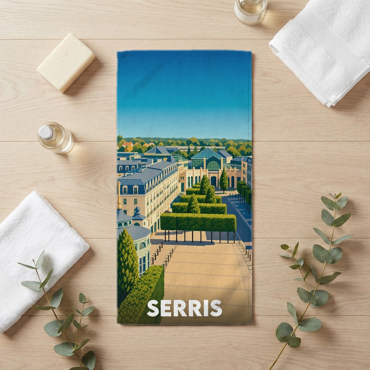 Serviette de bain 30 cm x 60 cm souvenir de Serris