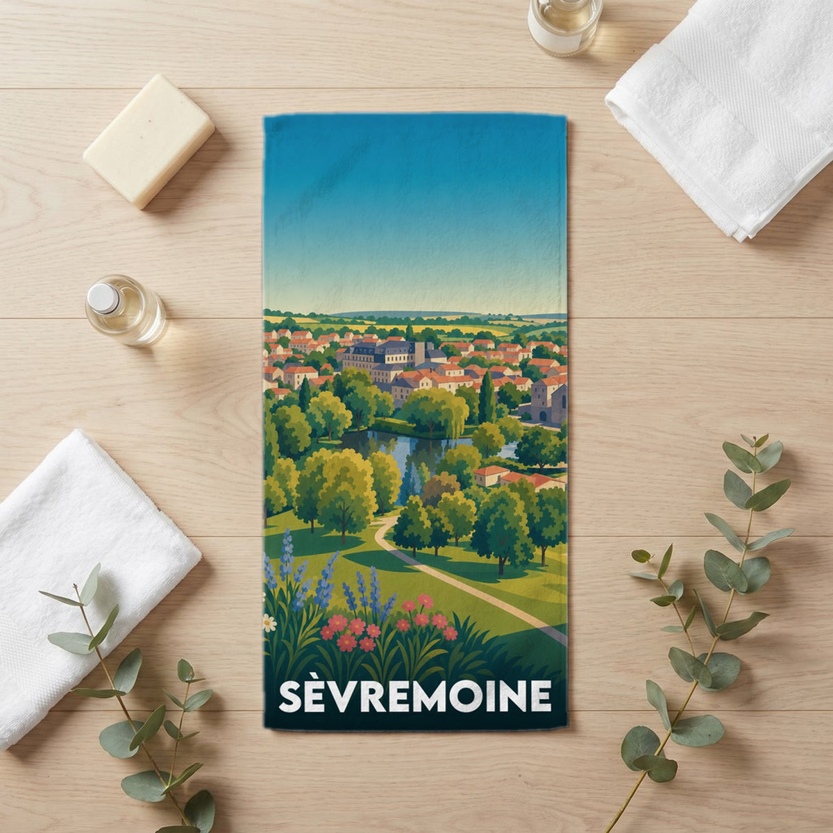 Serviette de bain 30 cm x 60 cm souvenir de Sèvremoine