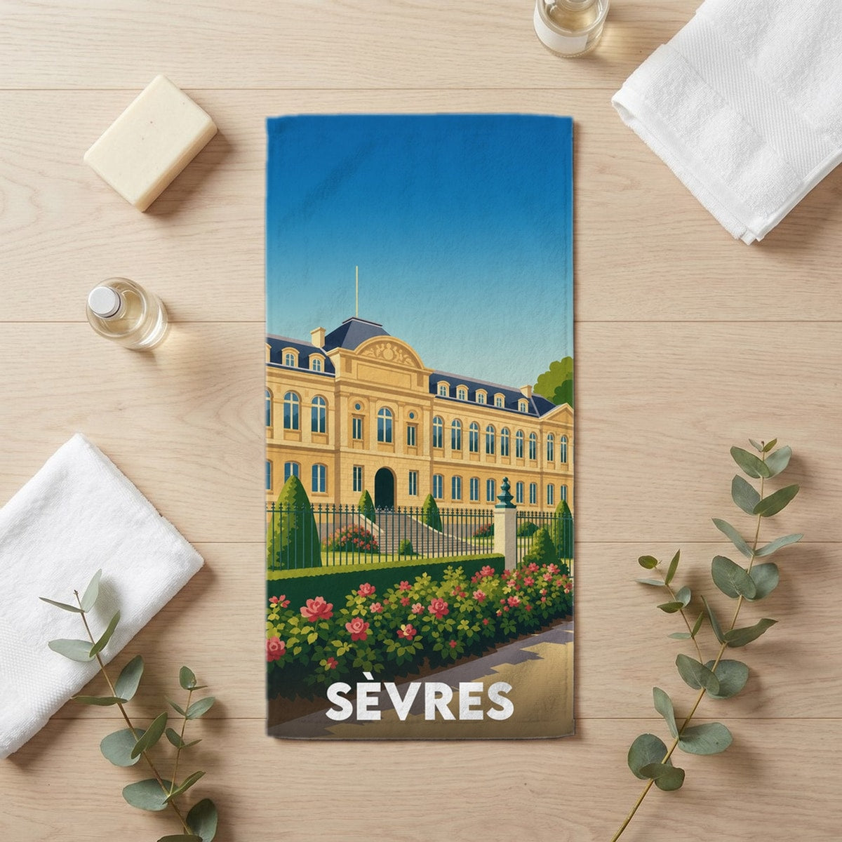 Serviette de bain 30 cm x 60 cm souvenir de Sèvres