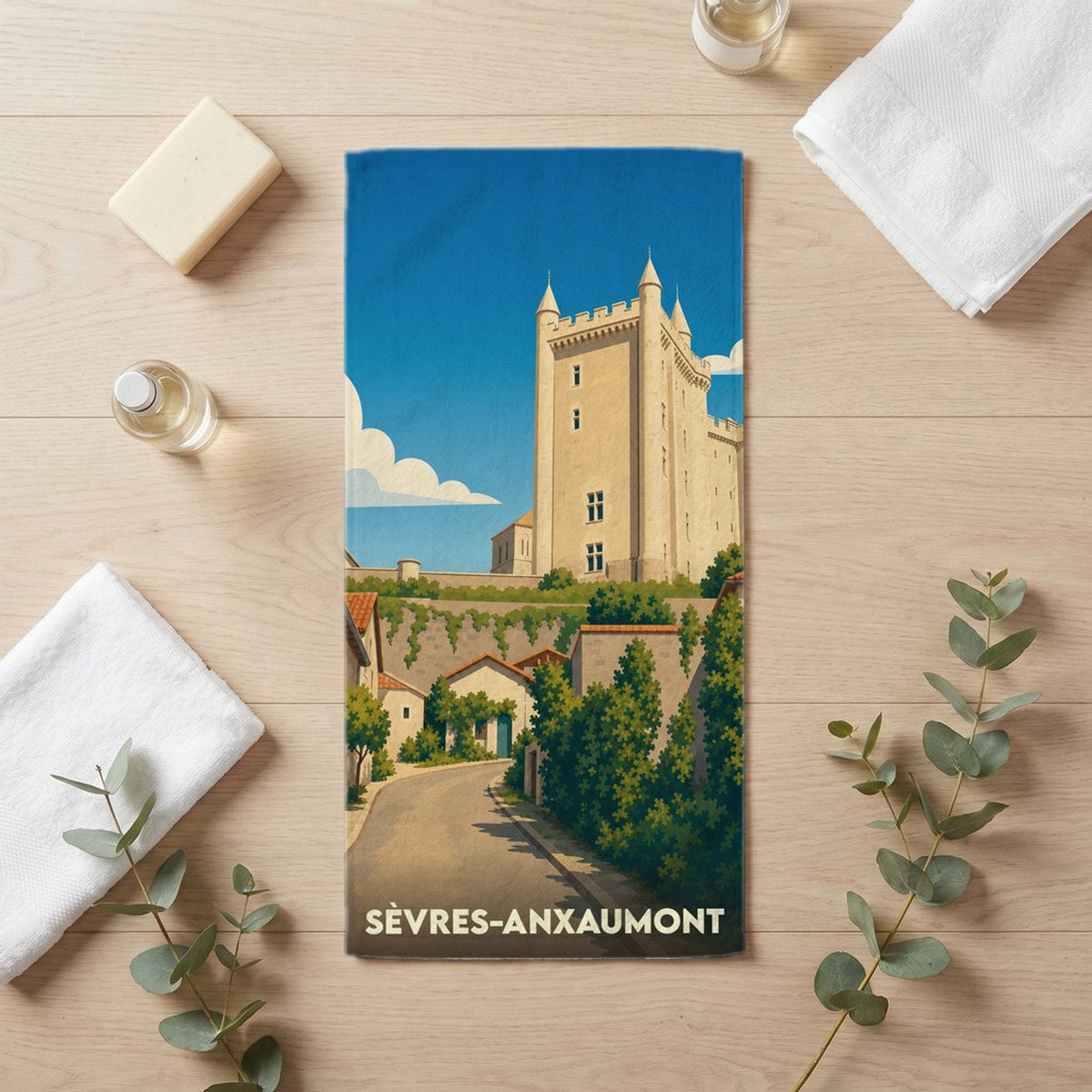Serviette de bain 30 cm x 60 cm souvenir de Sèvres-Anxaumont