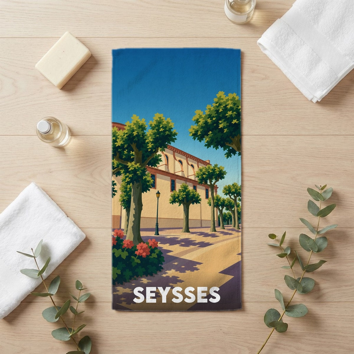 Serviette de bain 30 cm x 60 cm souvenir de Seysses