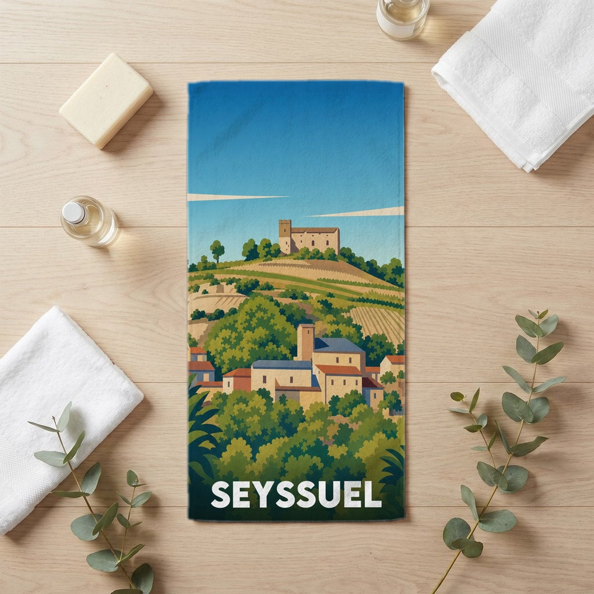 Serviette de bain 30 cm x 60 cm souvenir de Seyssuel