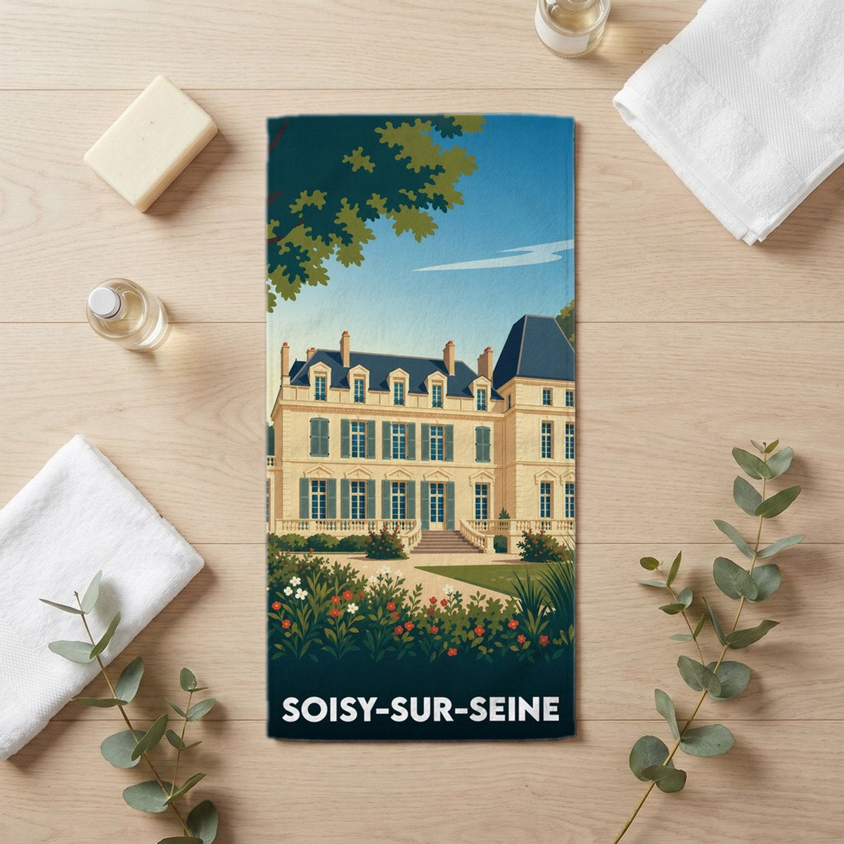 Serviette de bain 30 cm x 60 cm souvenir de Soisy-sur-Seine