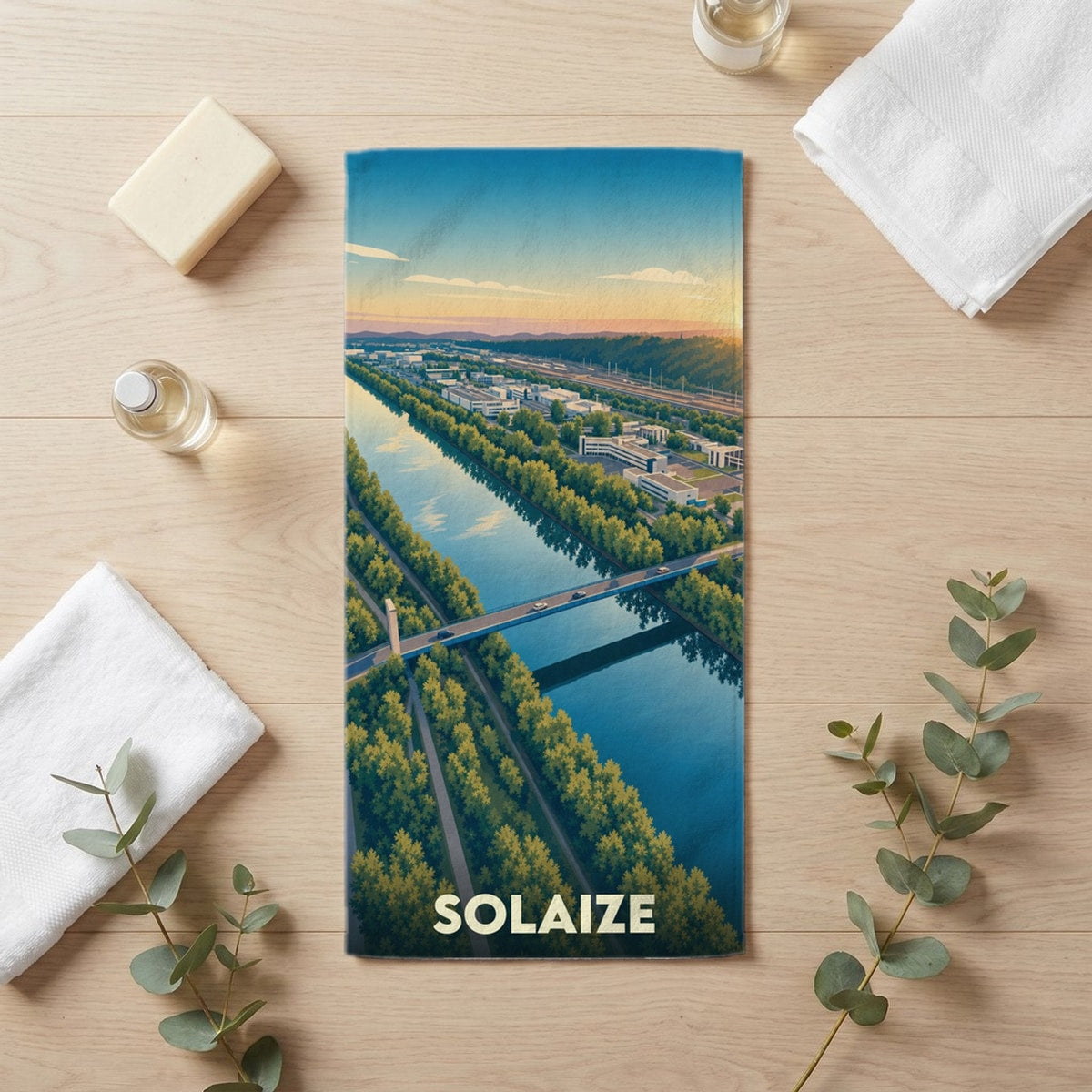Serviette de bain 30 cm x 60 cm souvenir de Solaize