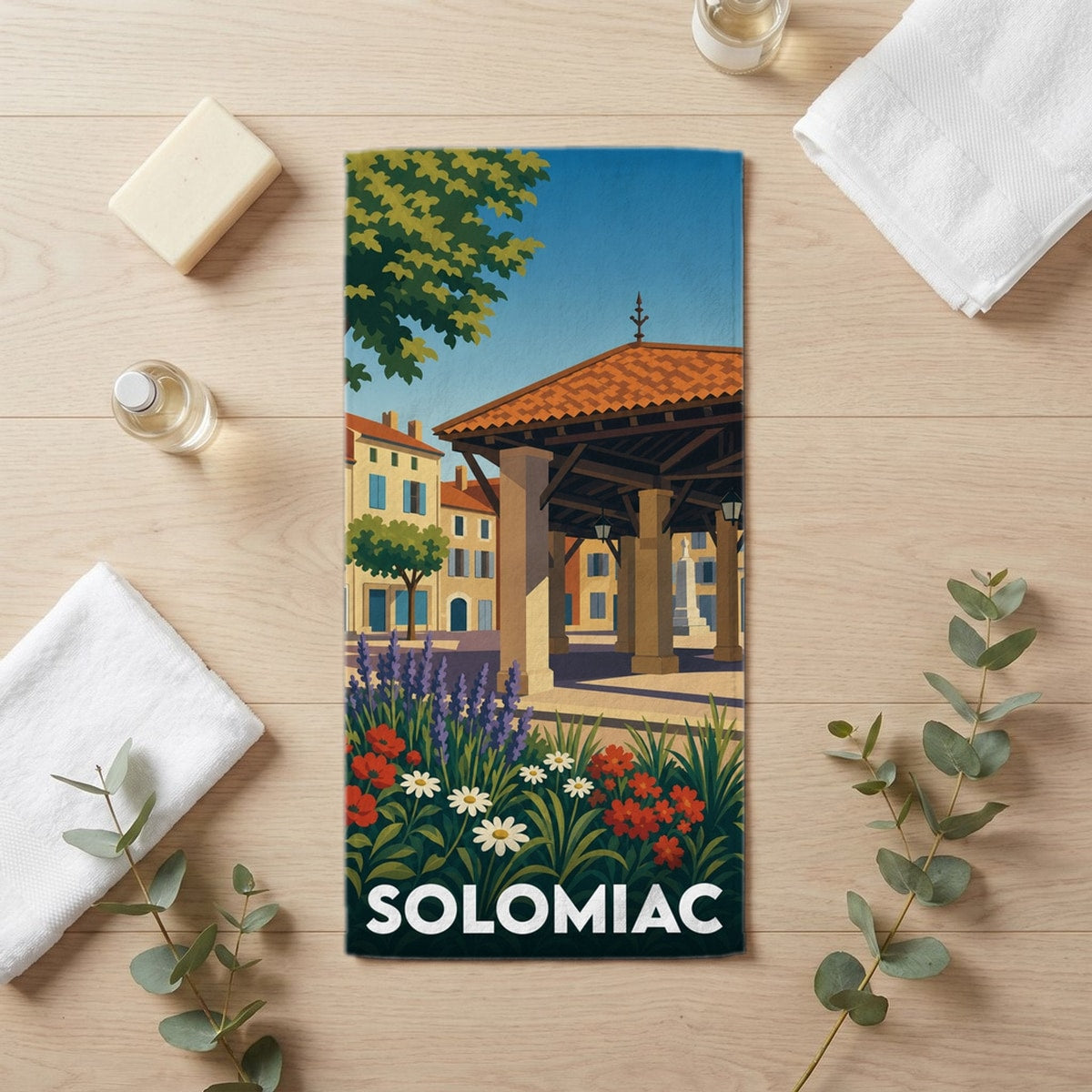 Serviette de bain 30 cm x 60 cm souvenir de Solomiac