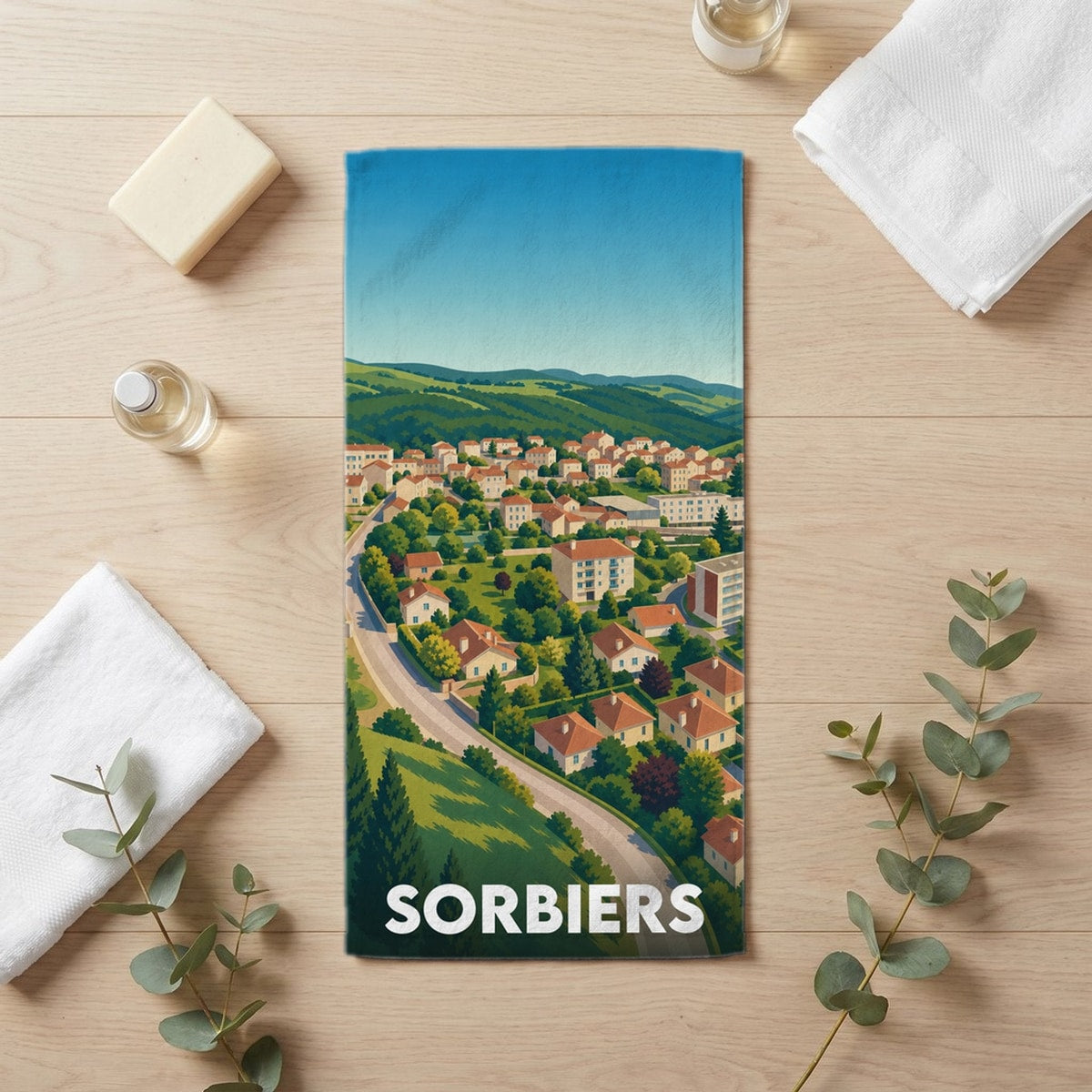 Serviette de bain 30 cm x 60 cm souvenir de Sorbiers