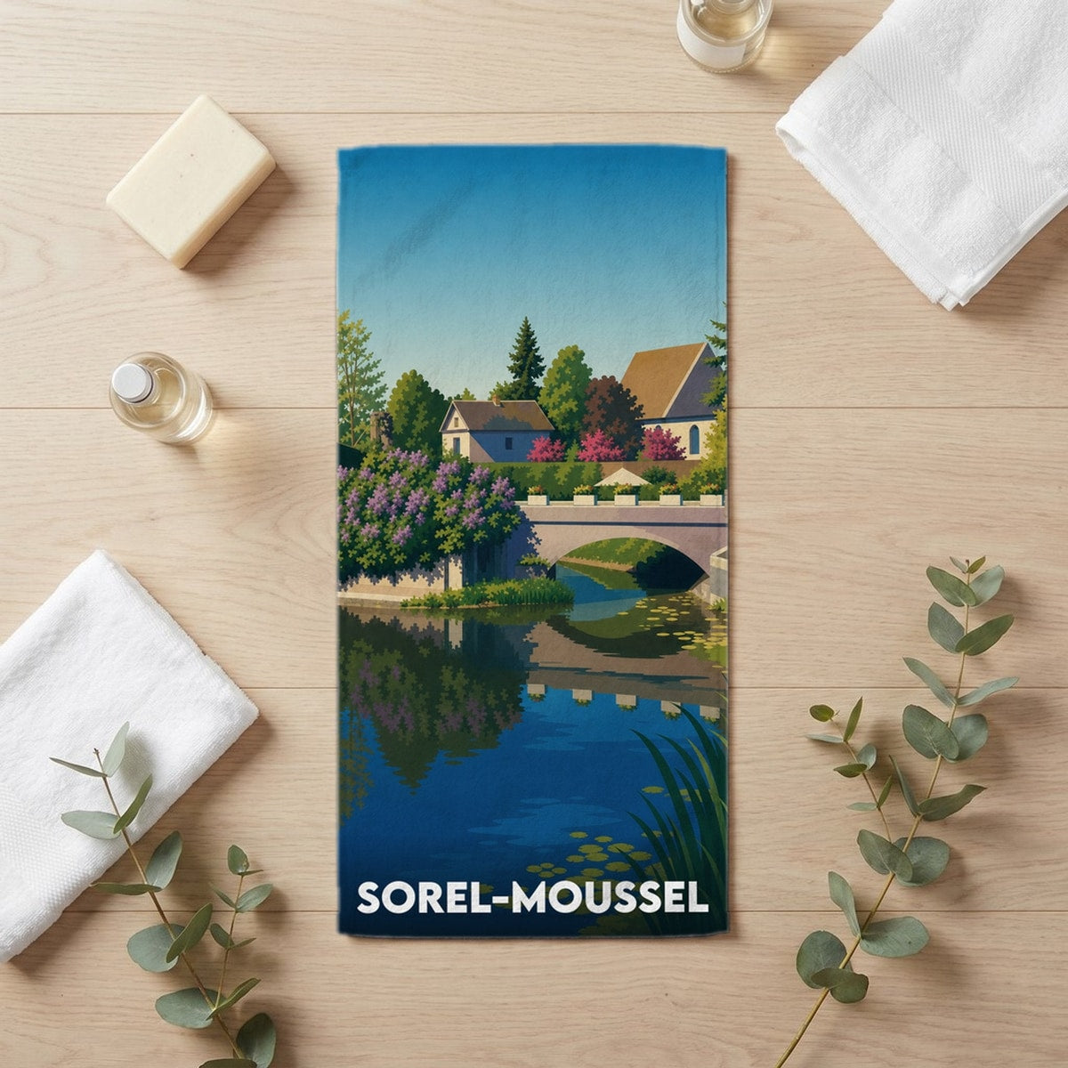 Serviette de bain 30 cm x 60 cm souvenir de Sorel-Moussel