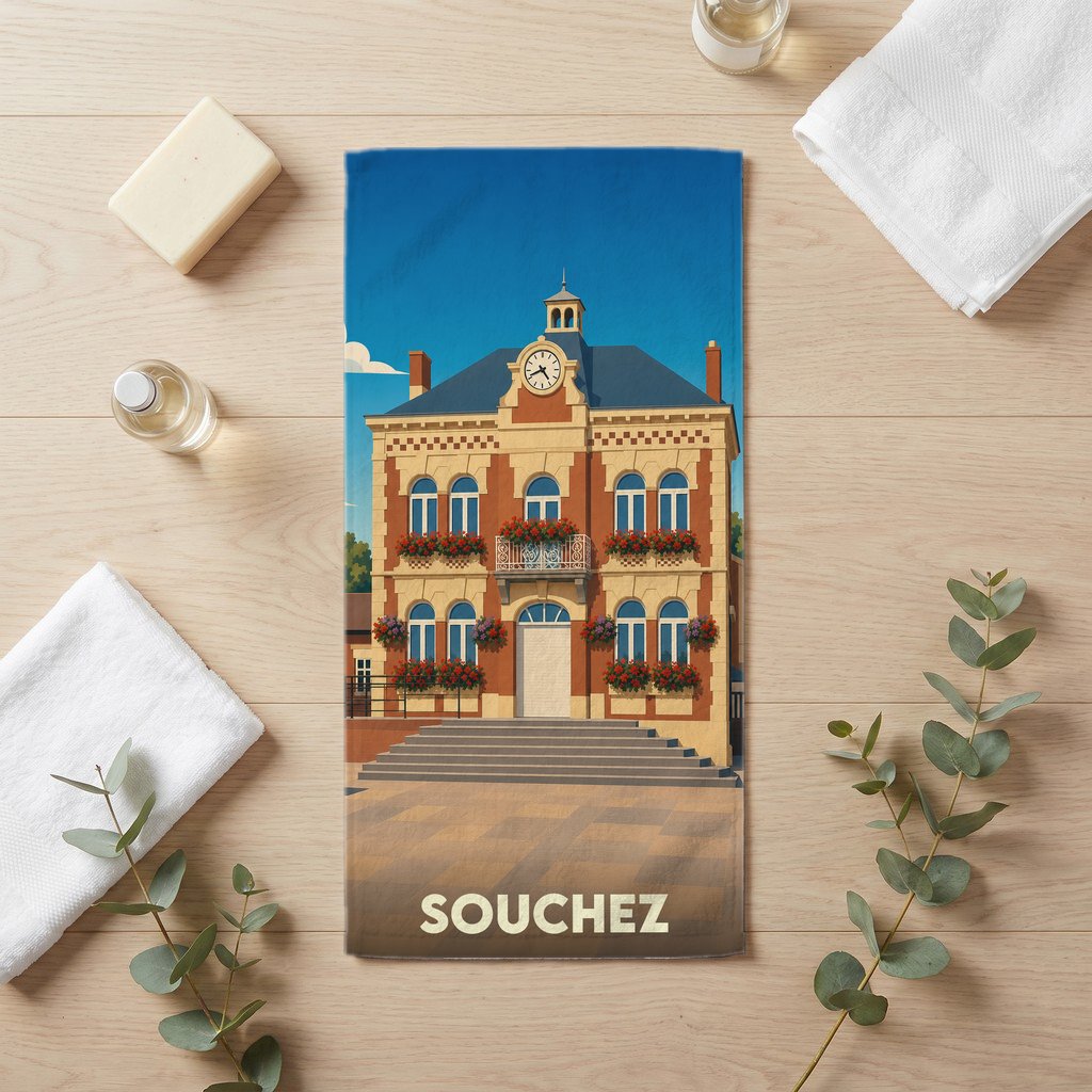 Serviette de bain 30 cm x 60 cm souvenir de Souchez
