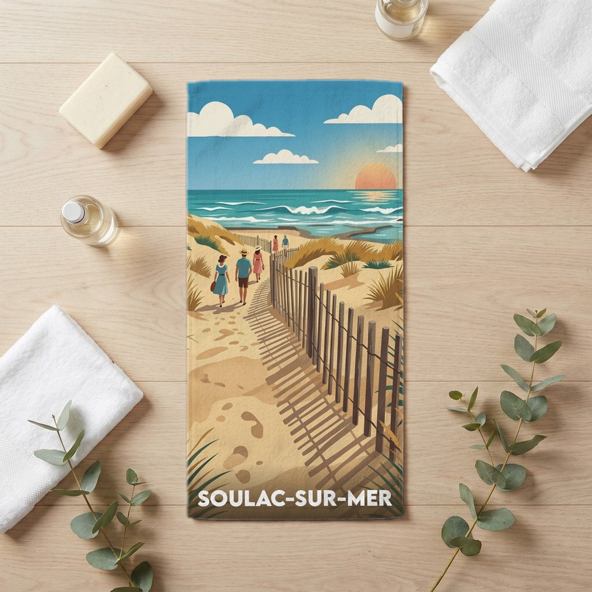 Serviette de bain 30 cm x 60 cm souvenir de Soulac-sur-Mer