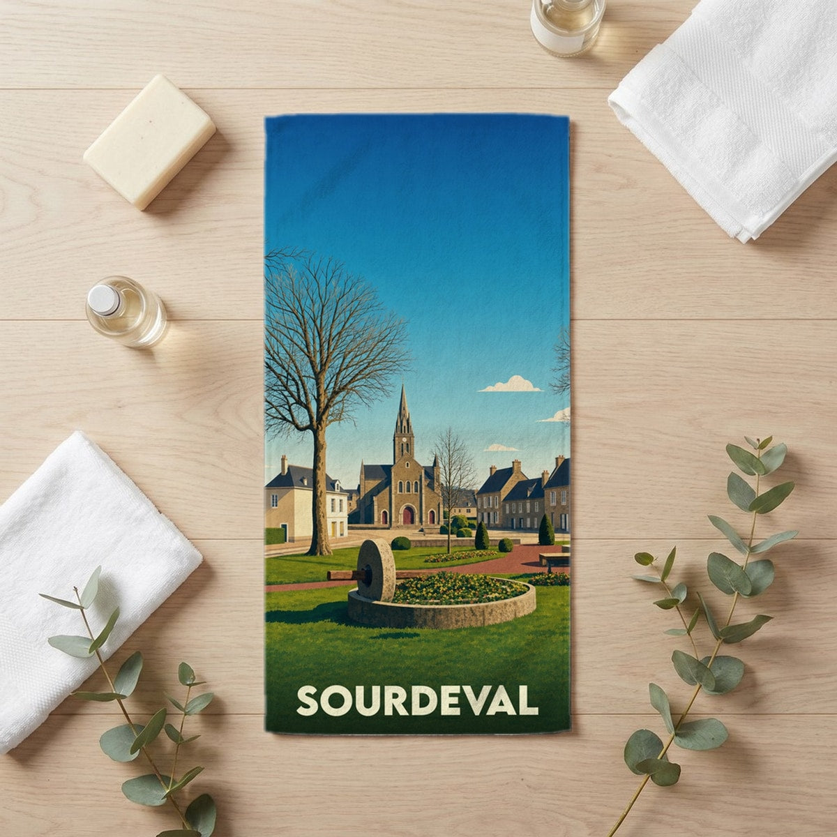 Serviette de bain 30 cm x 60 cm souvenir de Sourdeval