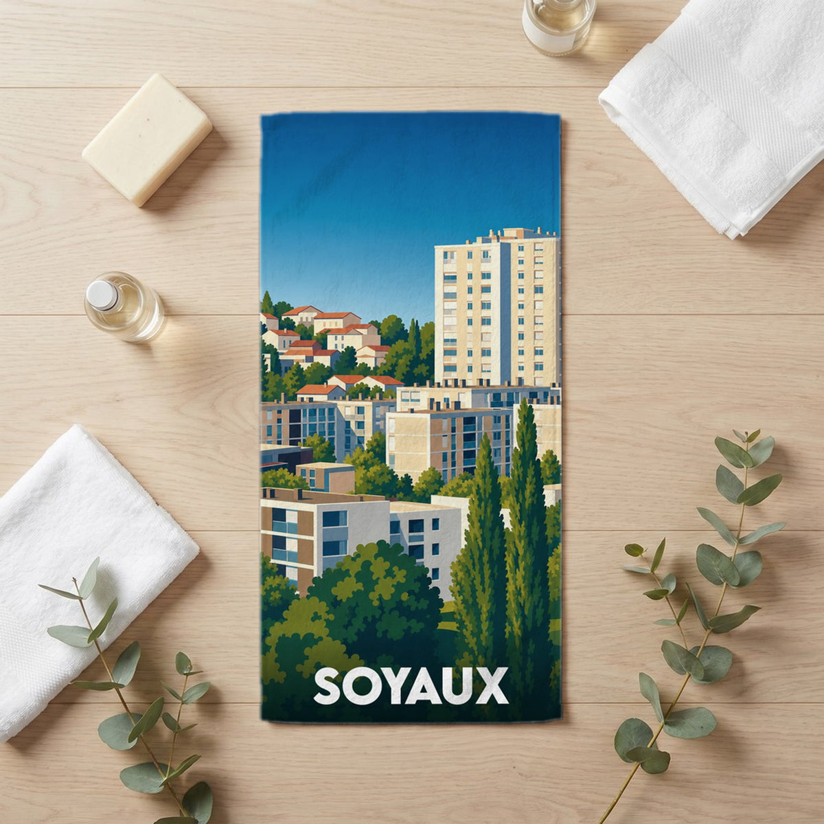 Serviette de bain 30 cm x 60 cm souvenir de Soyaux