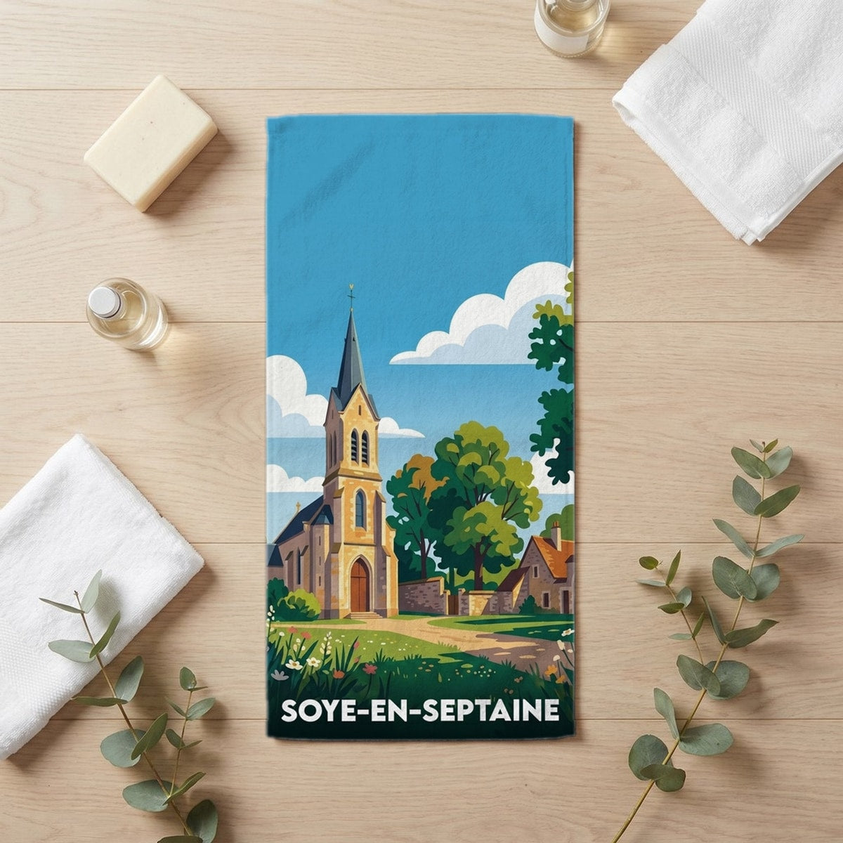 Serviette de bain 30 cm x 60 cm souvenir de Soye-en-Septaine