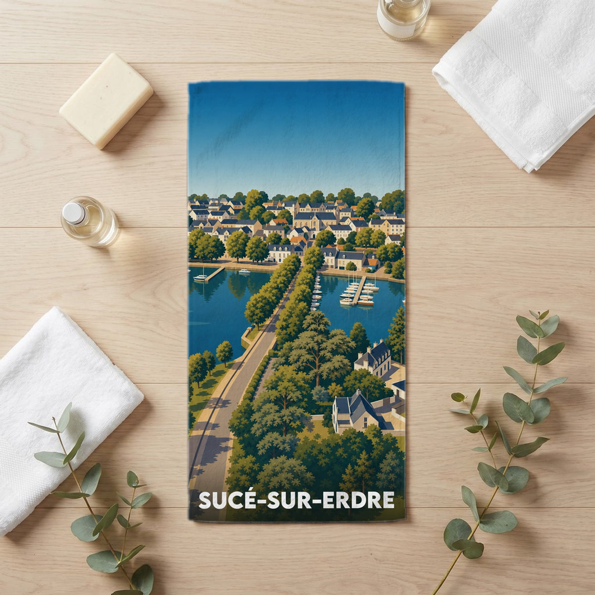 Serviette de bain 30 cm x 60 cm souvenir de Sucé-sur-Erdre