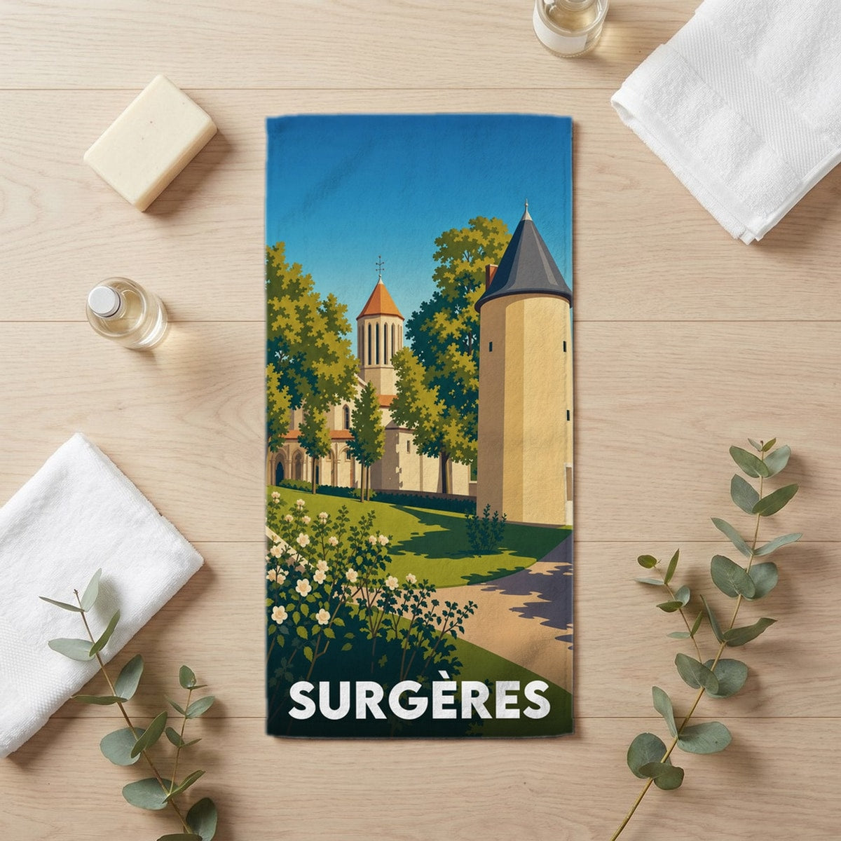 Serviette de bain 30 cm x 60 cm souvenir de Surgères