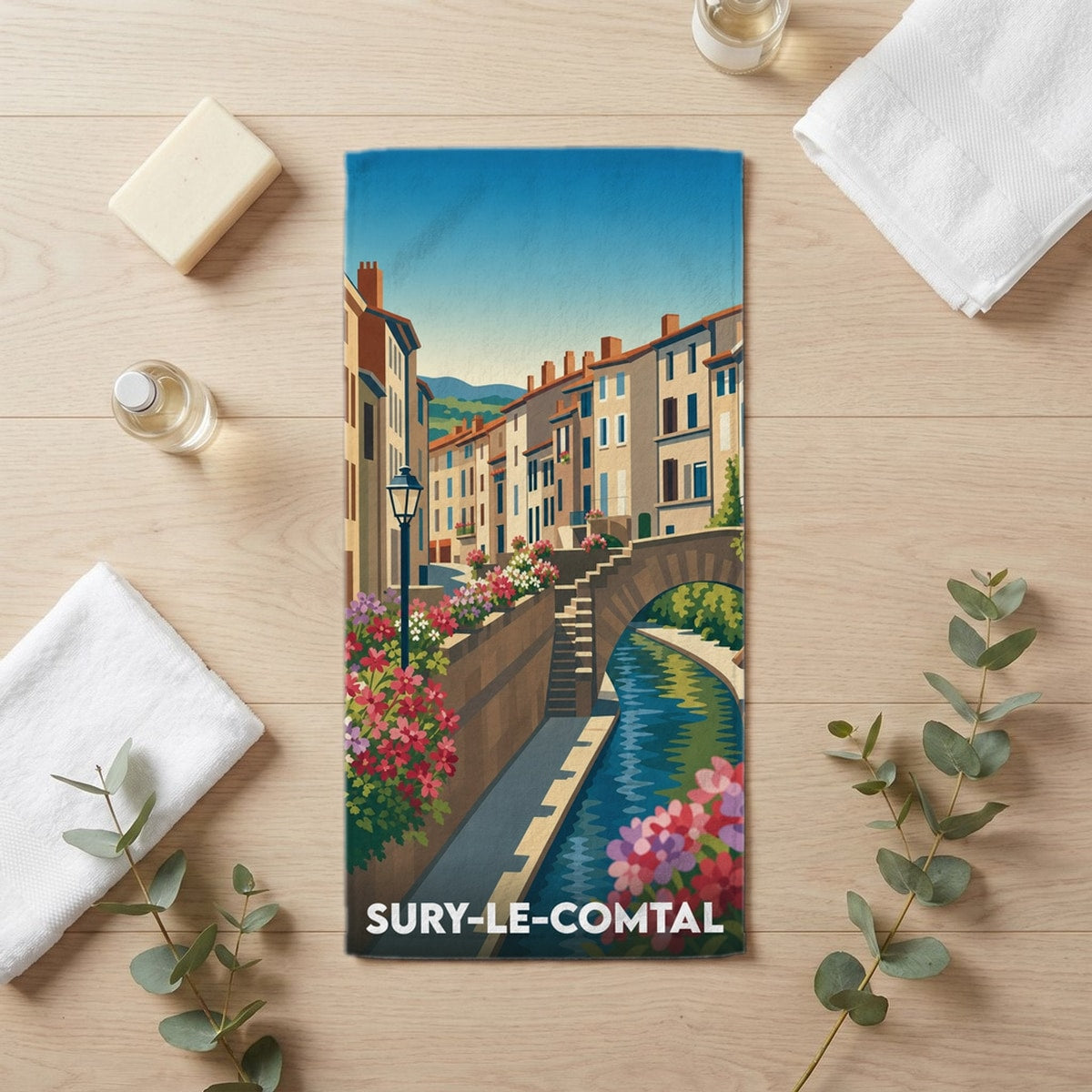 Serviette de bain 30 cm x 60 cm souvenir de Sury-le-Comtal