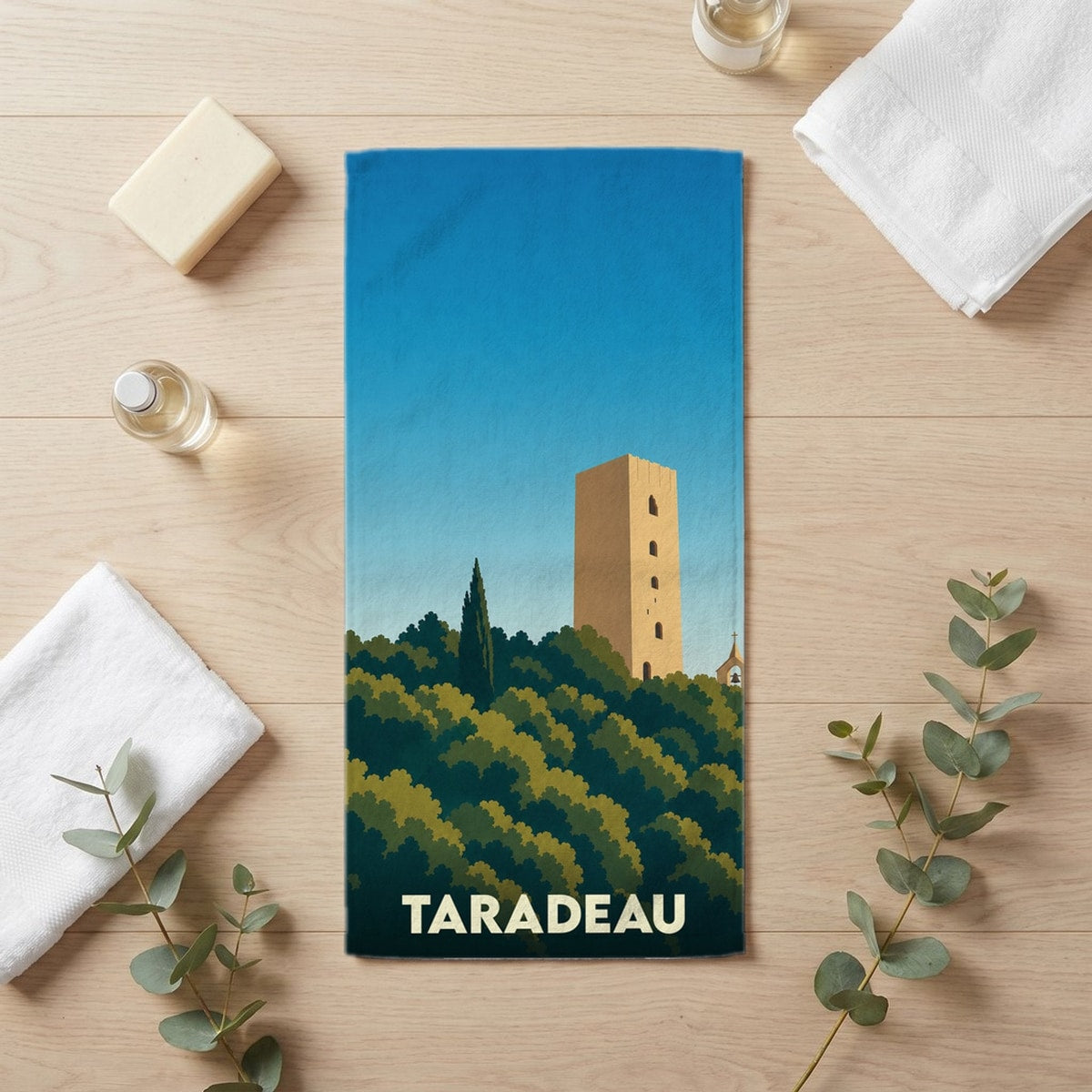 Serviette de bain 30 cm x 60 cm souvenir de Taradeau
