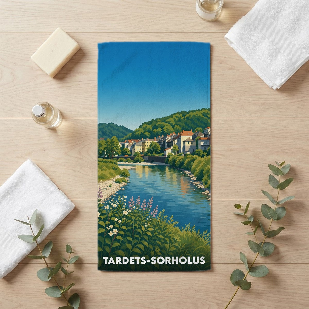 Serviette de bain 30 cm x 60 cm souvenir de Tardets-Sorholus