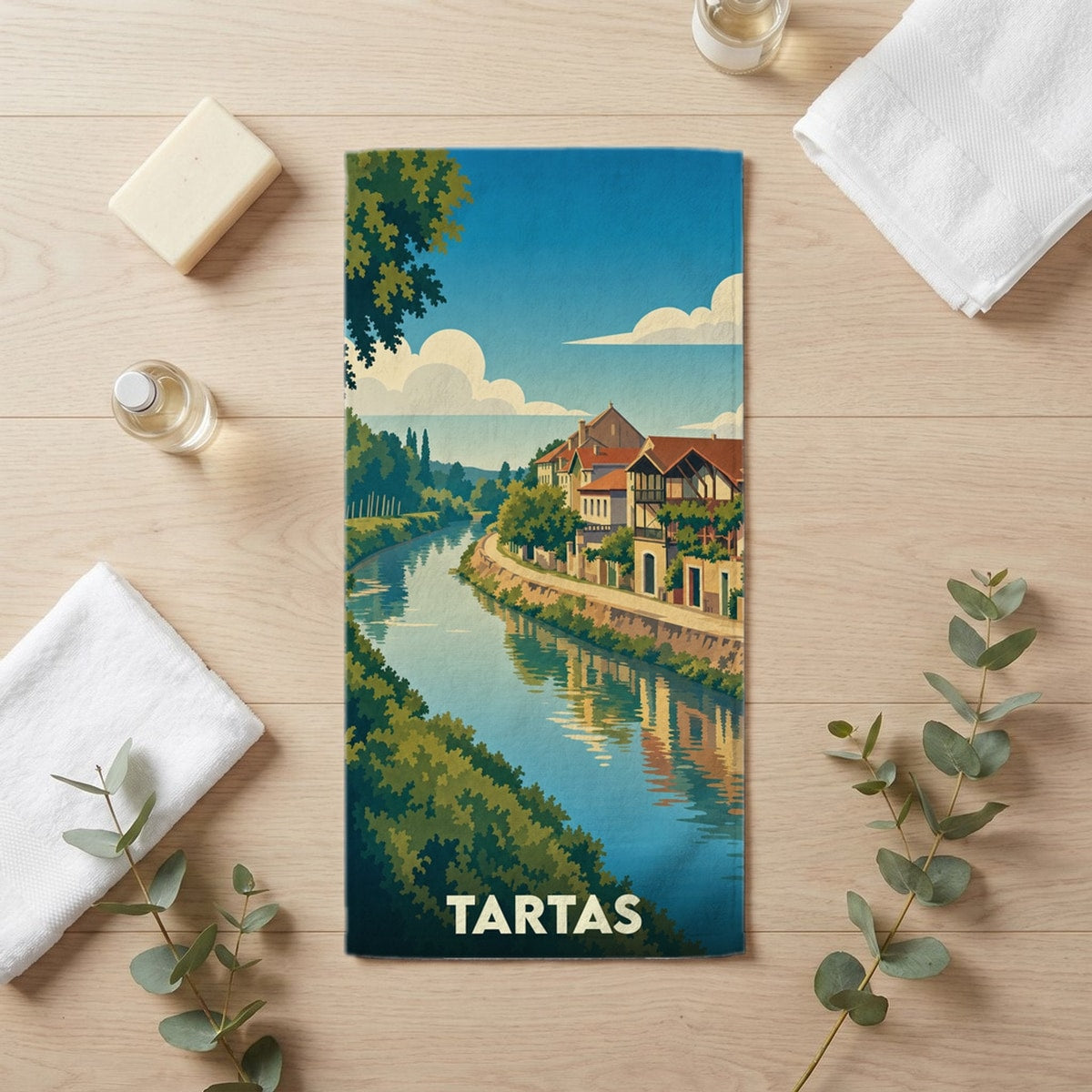 Serviette de bain 30 cm x 60 cm souvenir de Tartas