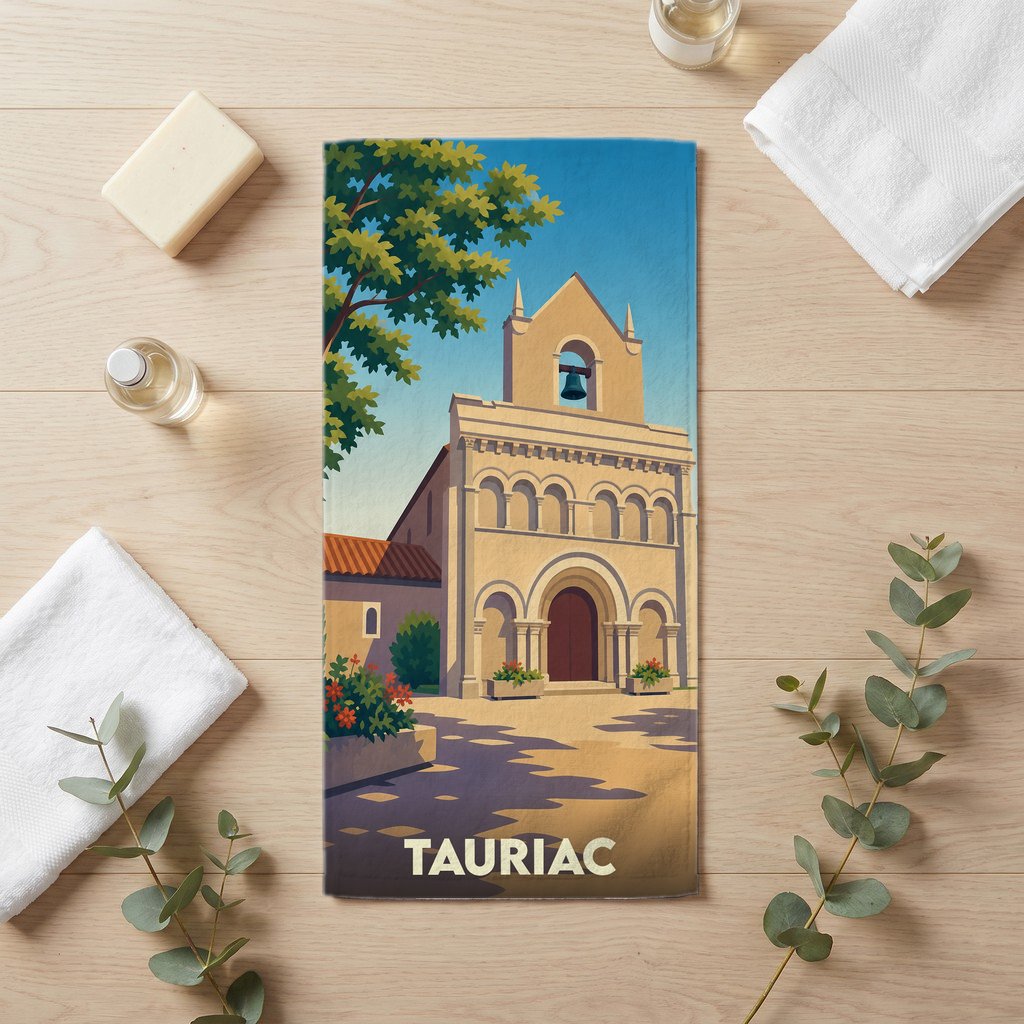 Serviette de bain 30 cm x 60 cm souvenir de Tauriac