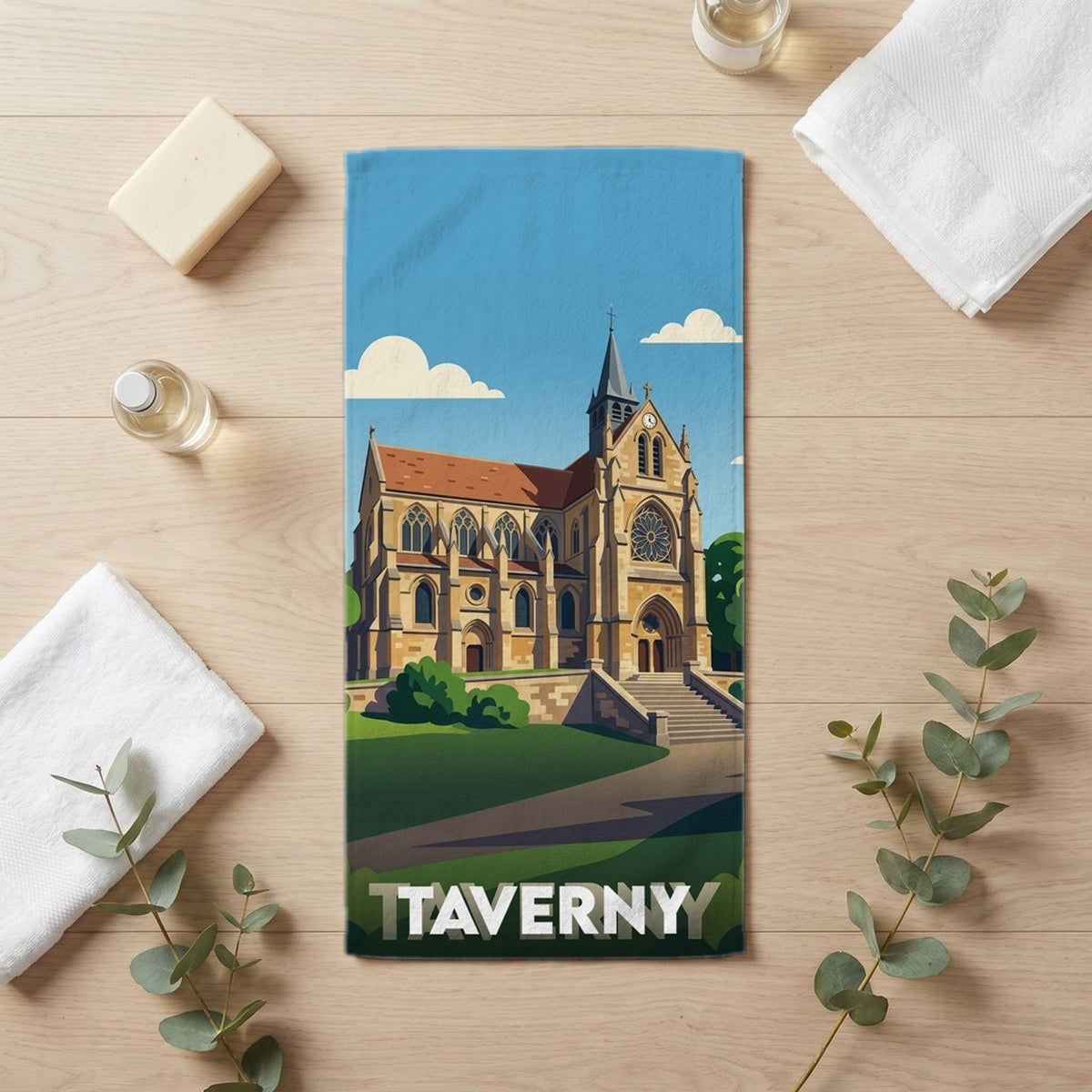 Serviette de bain 30 cm x 60 cm souvenir de Taverny