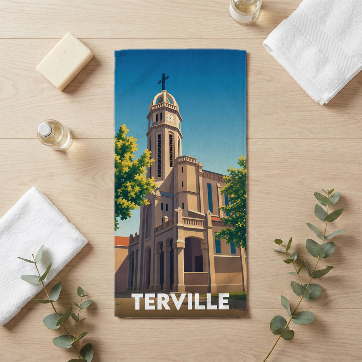 Serviette de bain 30 cm x 60 cm souvenir de Terville