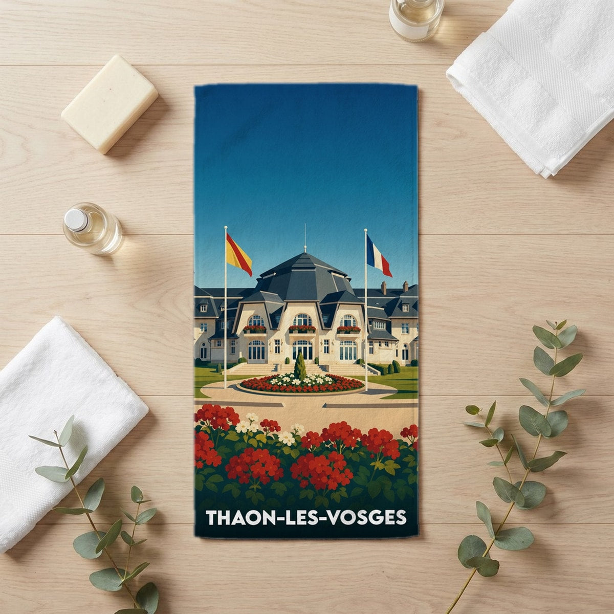 Serviette de bain 30 cm x 60 cm souvenir de Thaon-les-Vosges