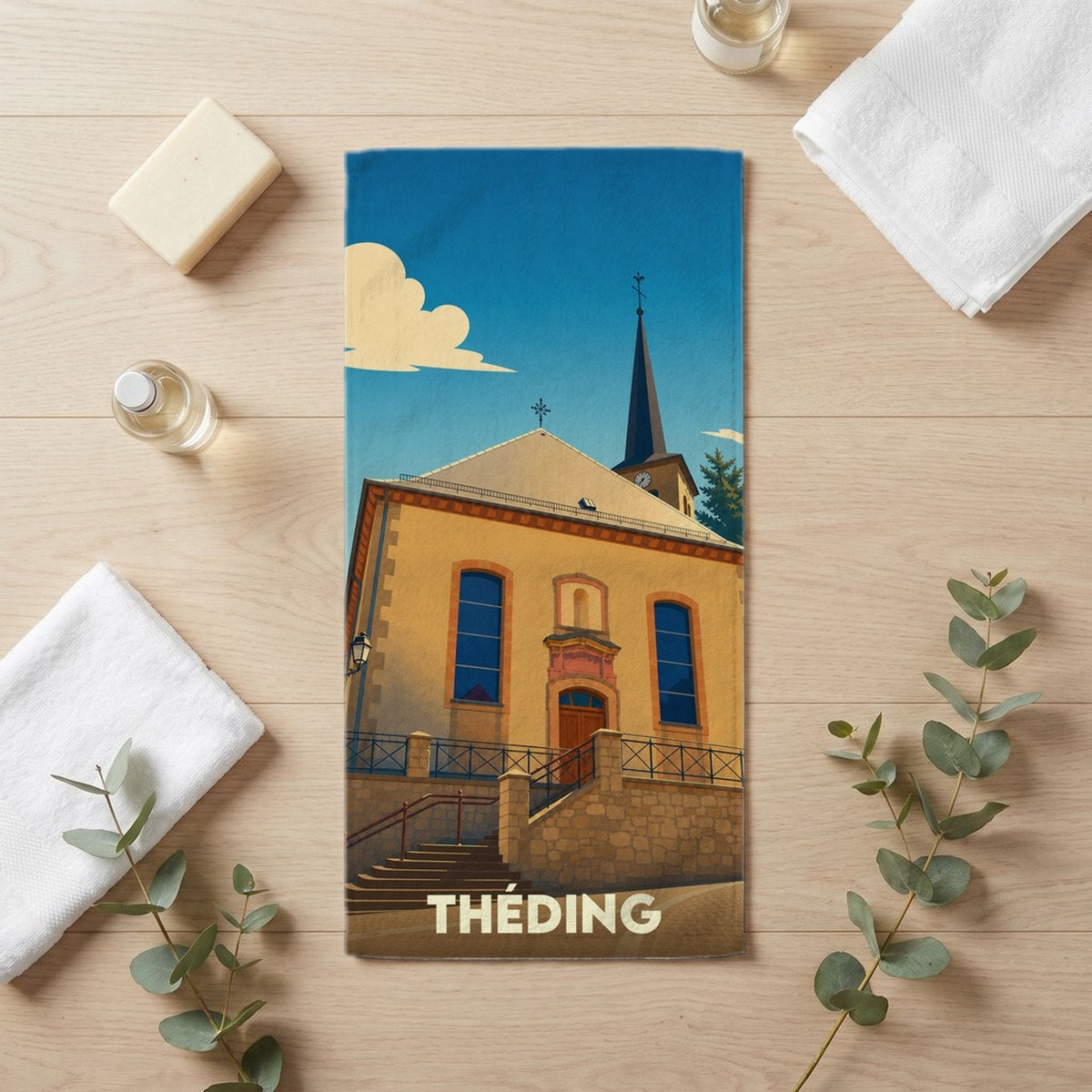 Serviette de bain 30 cm x 60 cm souvenir de Théding