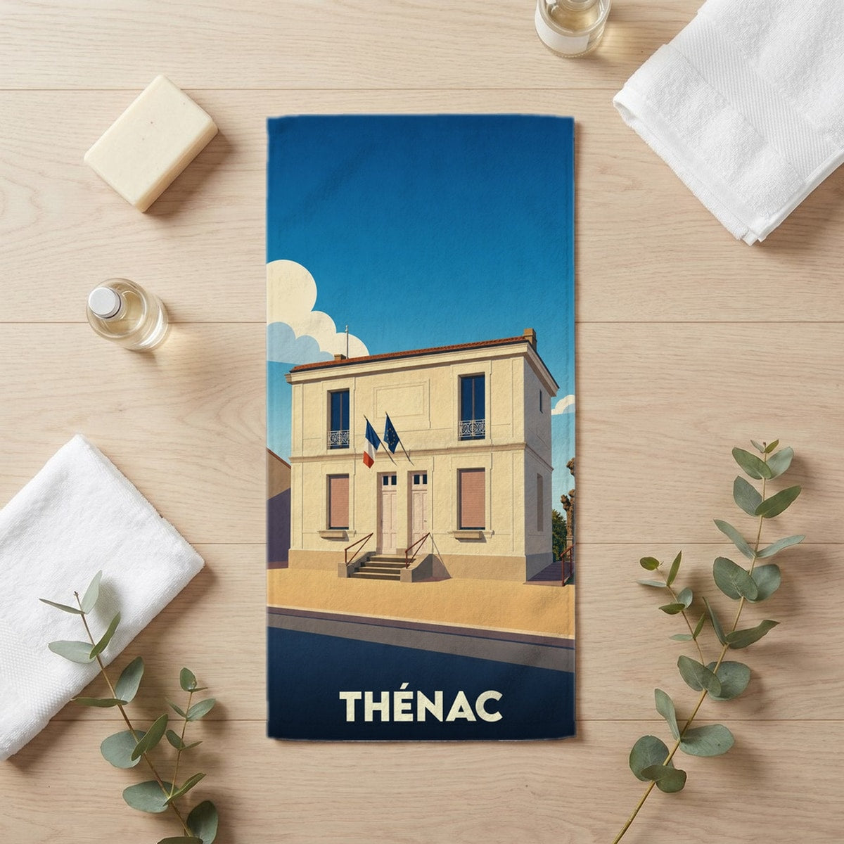 Serviette de bain 30 cm x 60 cm souvenir de Thénac