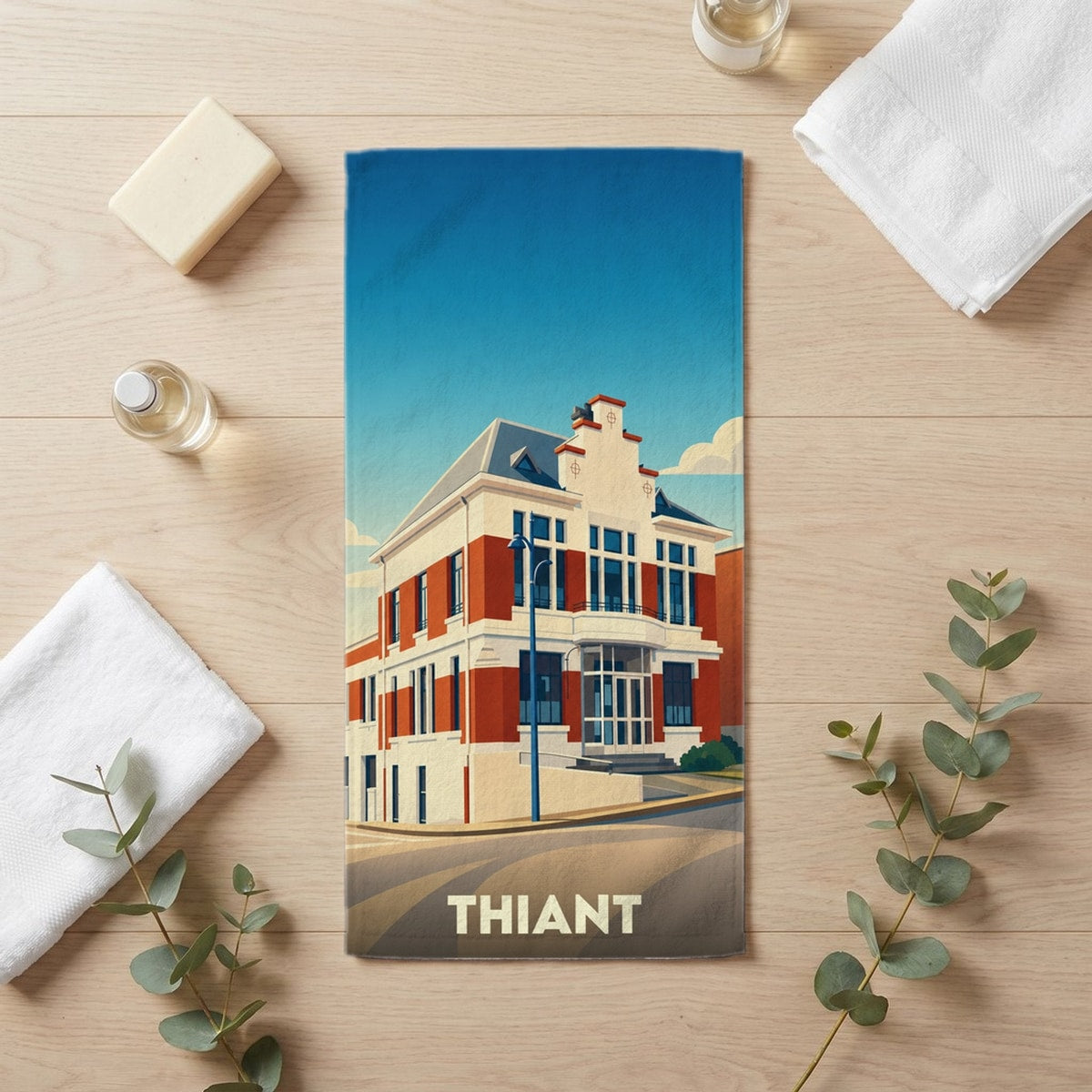 Serviette de bain 30 cm x 60 cm souvenir de Thiant