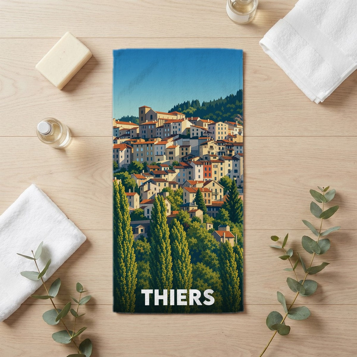 Serviette de bain 30 cm x 60 cm souvenir de Thiers