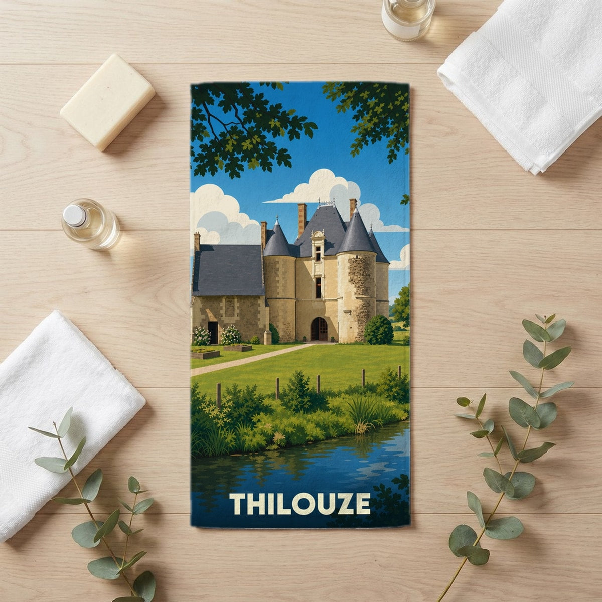 Serviette de bain 30 cm x 60 cm souvenir de Thilouze