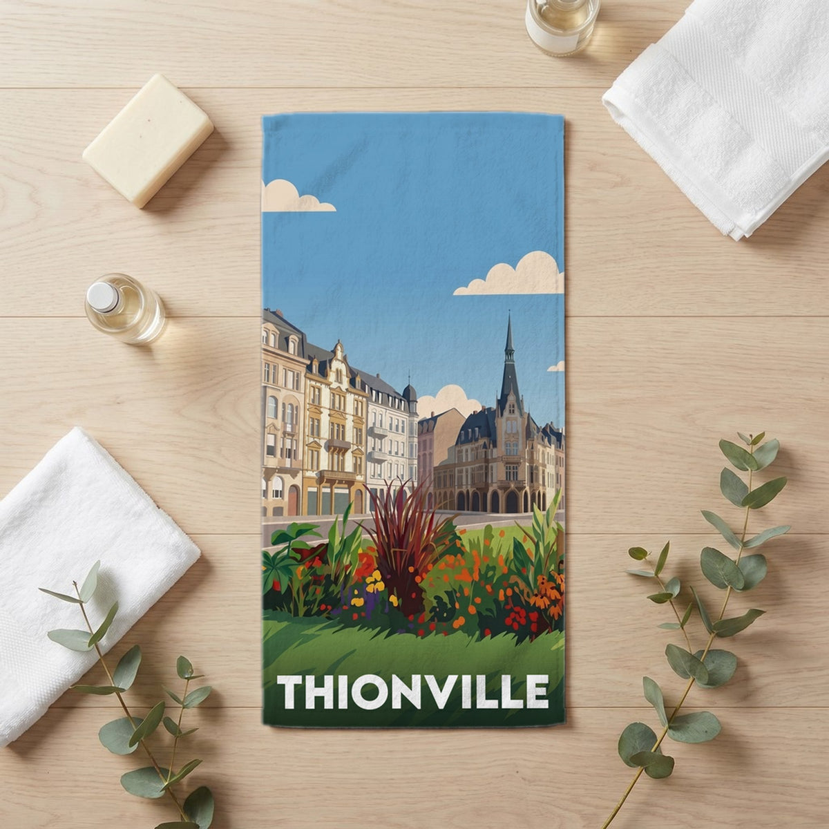 Serviette de bain 30 cm x 60 cm souvenir de Thionville