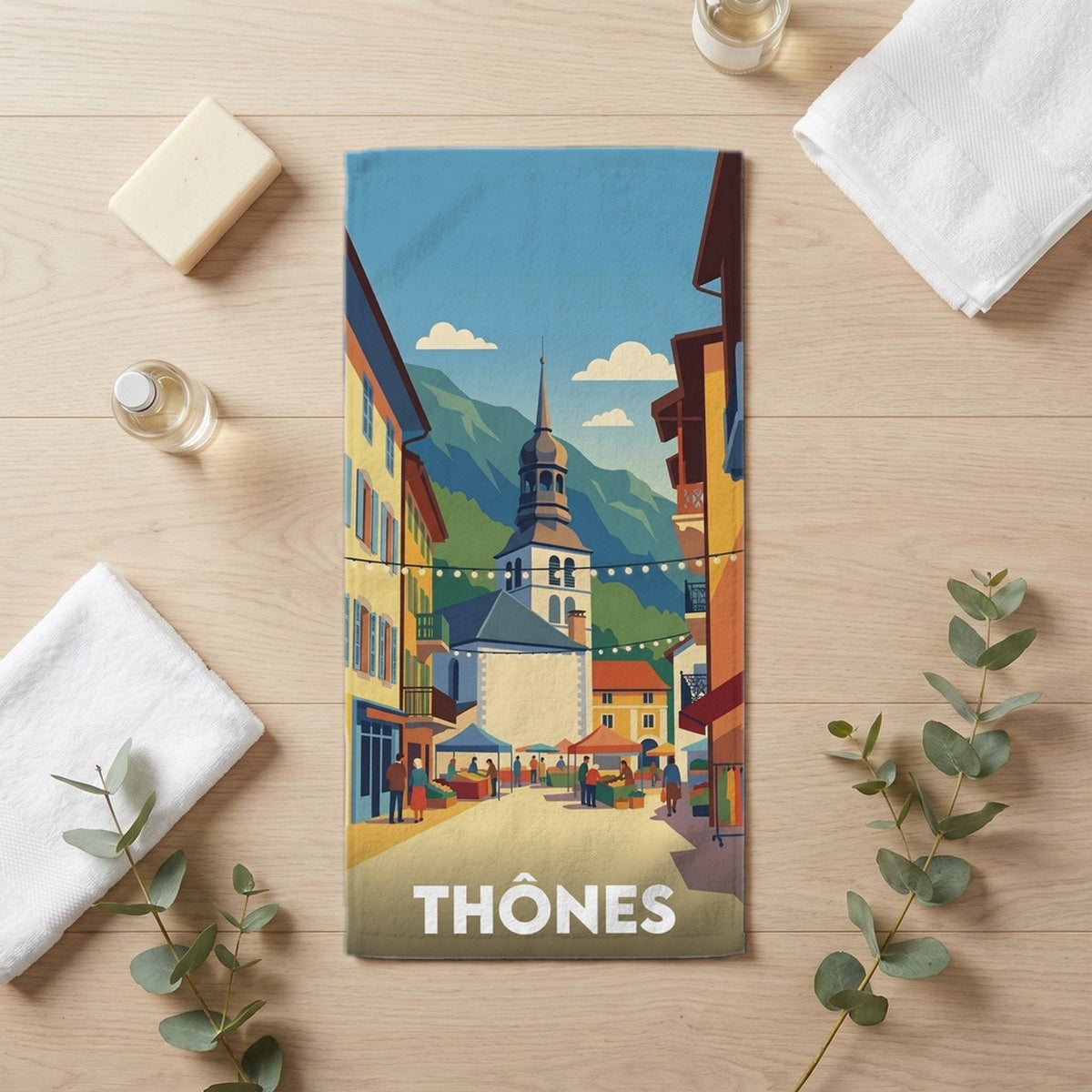 Serviette de bain 30 cm x 60 cm souvenir de Thônes