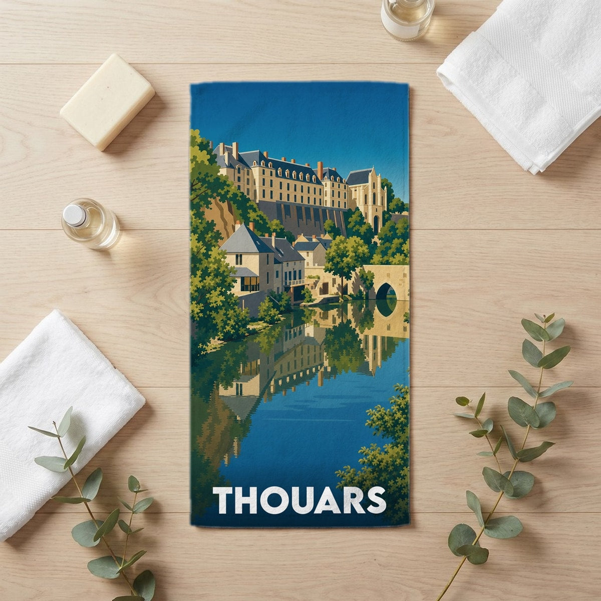 Serviette de bain 30 cm x 60 cm souvenir de Thouars