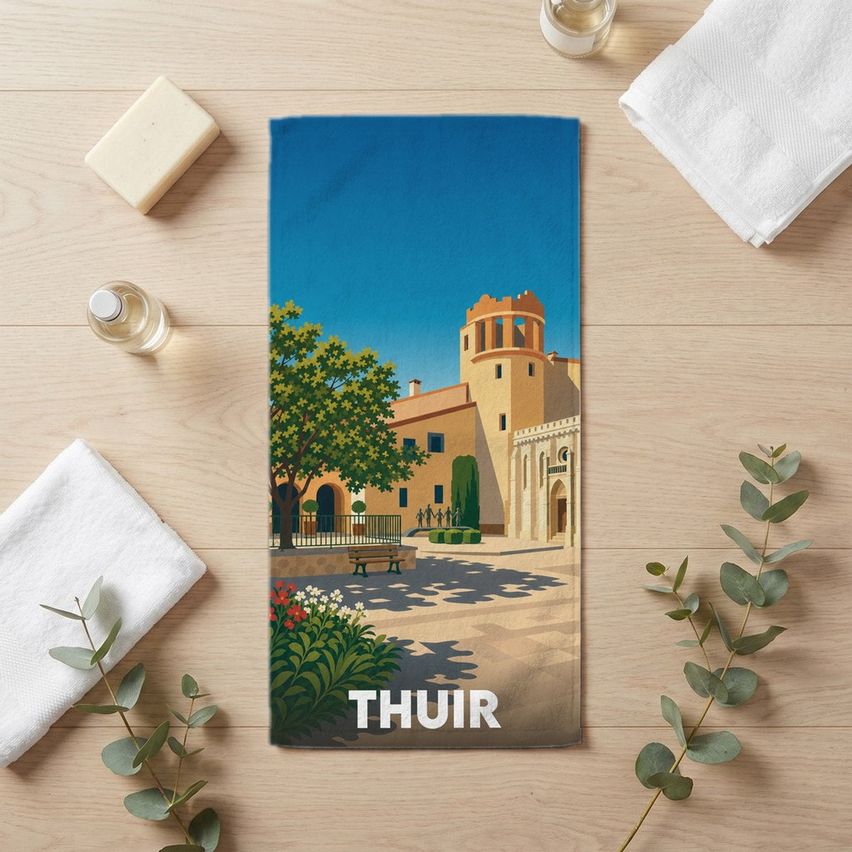 Serviette de bain 30 cm x 60 cm souvenir de Thuir