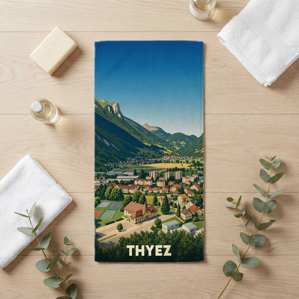 Serviette de bain 30 cm x 60 cm souvenir de Thyez