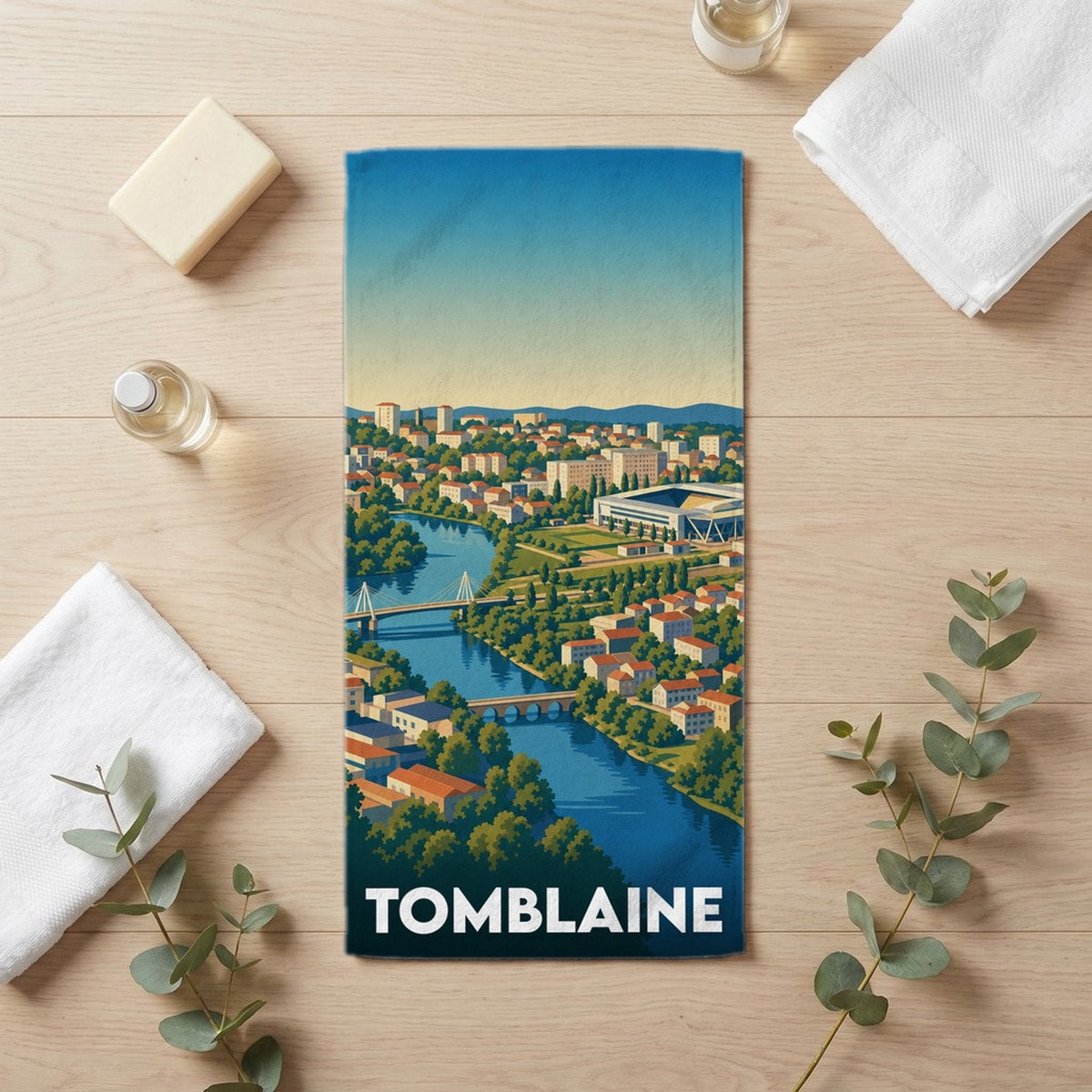 Serviette de bain 30 cm x 60 cm souvenir de Tomblaine