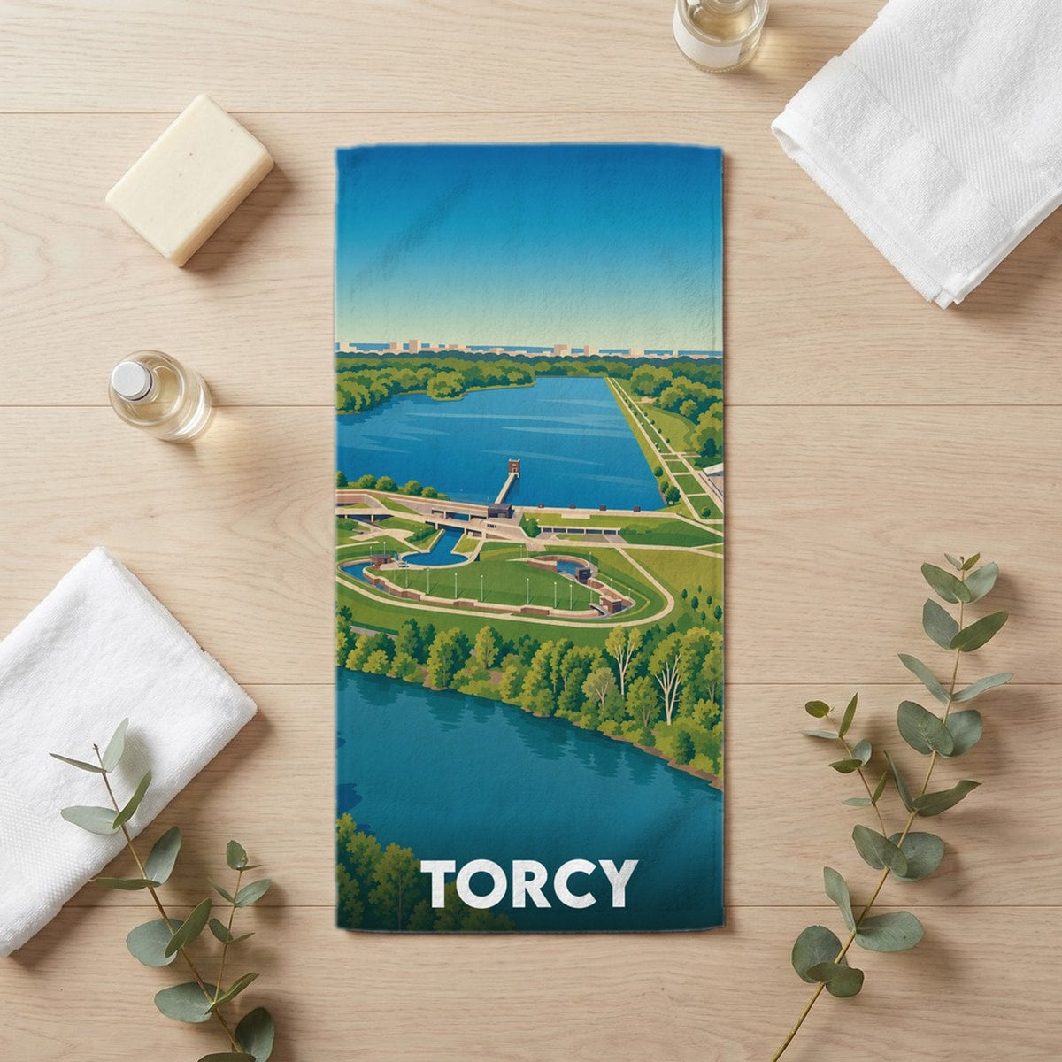 Serviette de bain 30 cm x 60 cm souvenir de Torcy