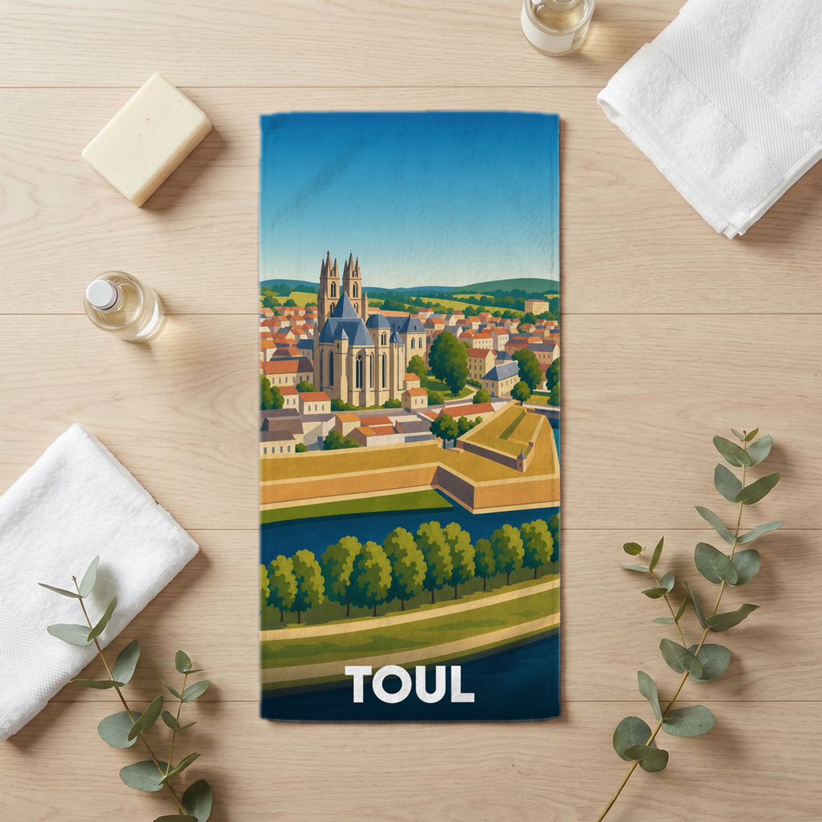 Serviette de bain 30 cm x 60 cm souvenir de Toul