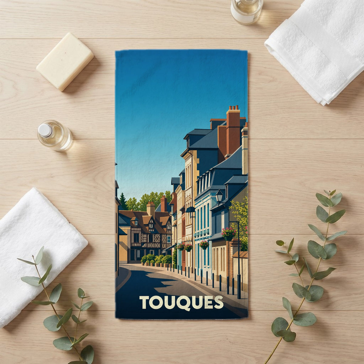 Serviette de bain 30 cm x 60 cm souvenir de Touques