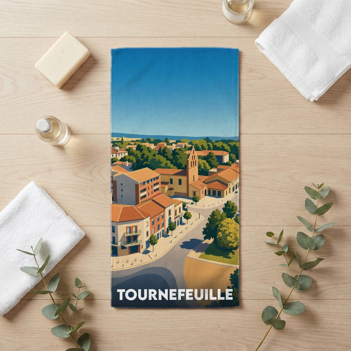 Serviette de bain 30 cm x 60 cm souvenir de Tournefeuille
