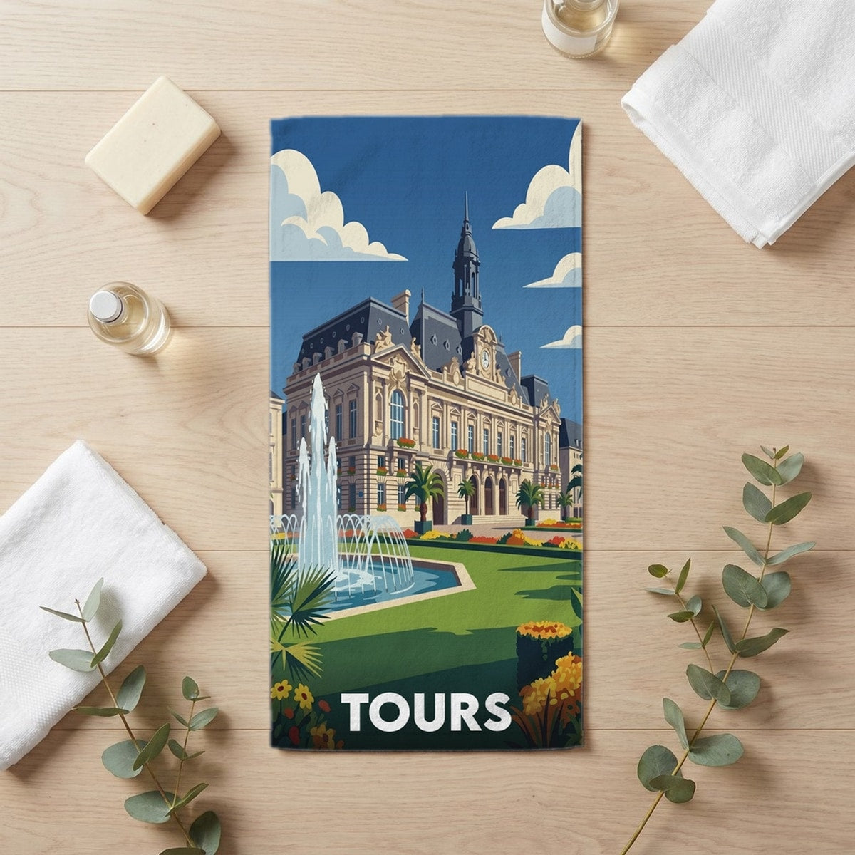 Serviette de bain 30 cm x 60 cm souvenir de Tours