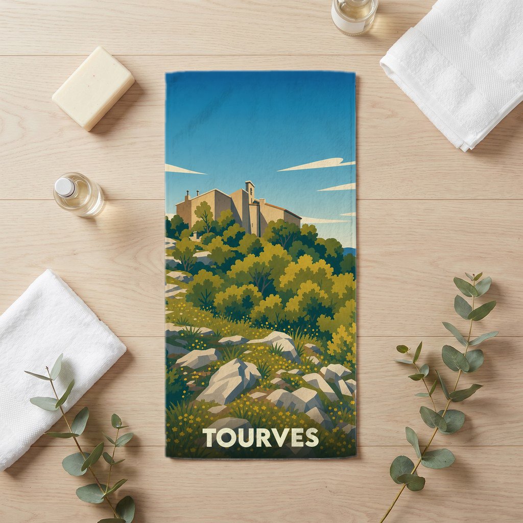 Serviette de bain 30 cm x 60 cm souvenir de Tourves