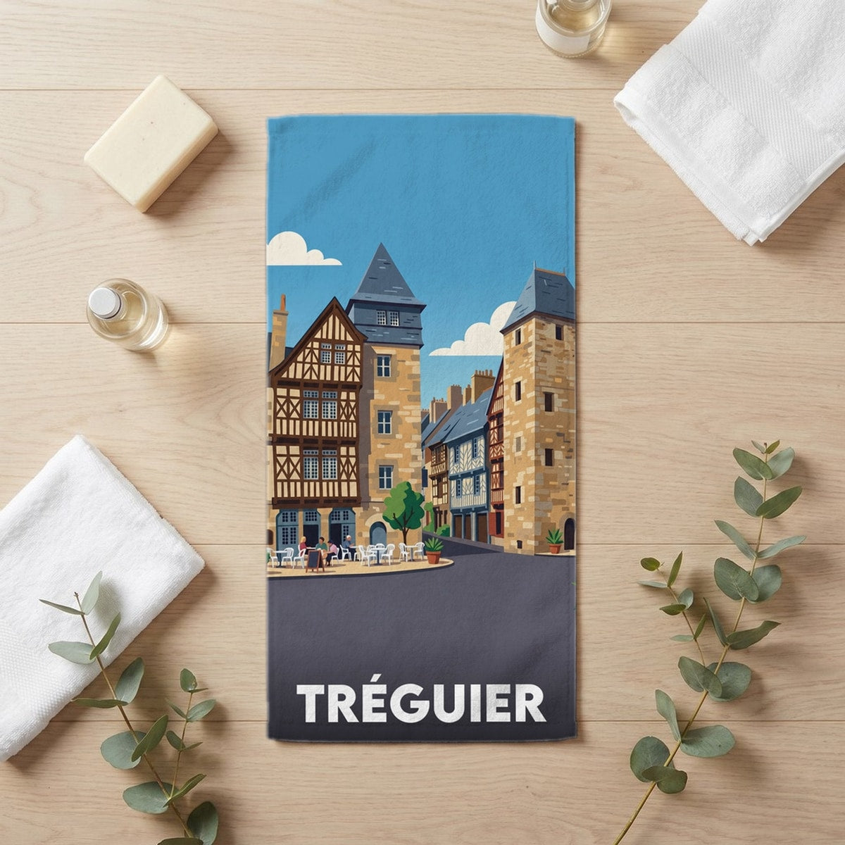 Serviette de bain 30 cm x 60 cm souvenir de Tréguier