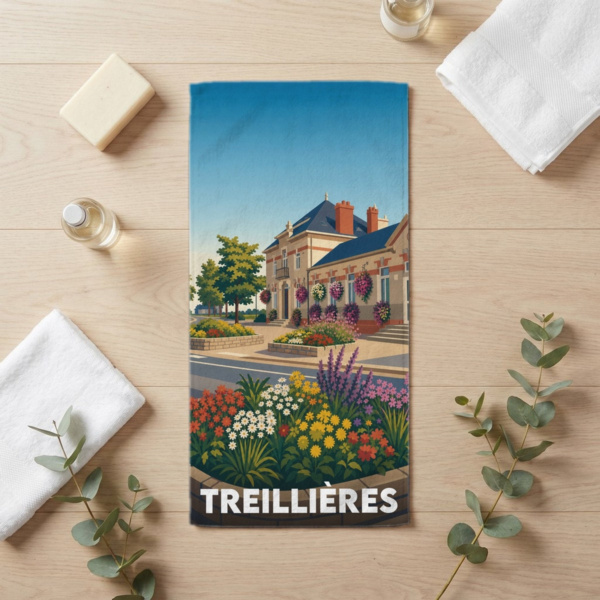 Serviette de bain 30 cm x 60 cm souvenir de Treillières