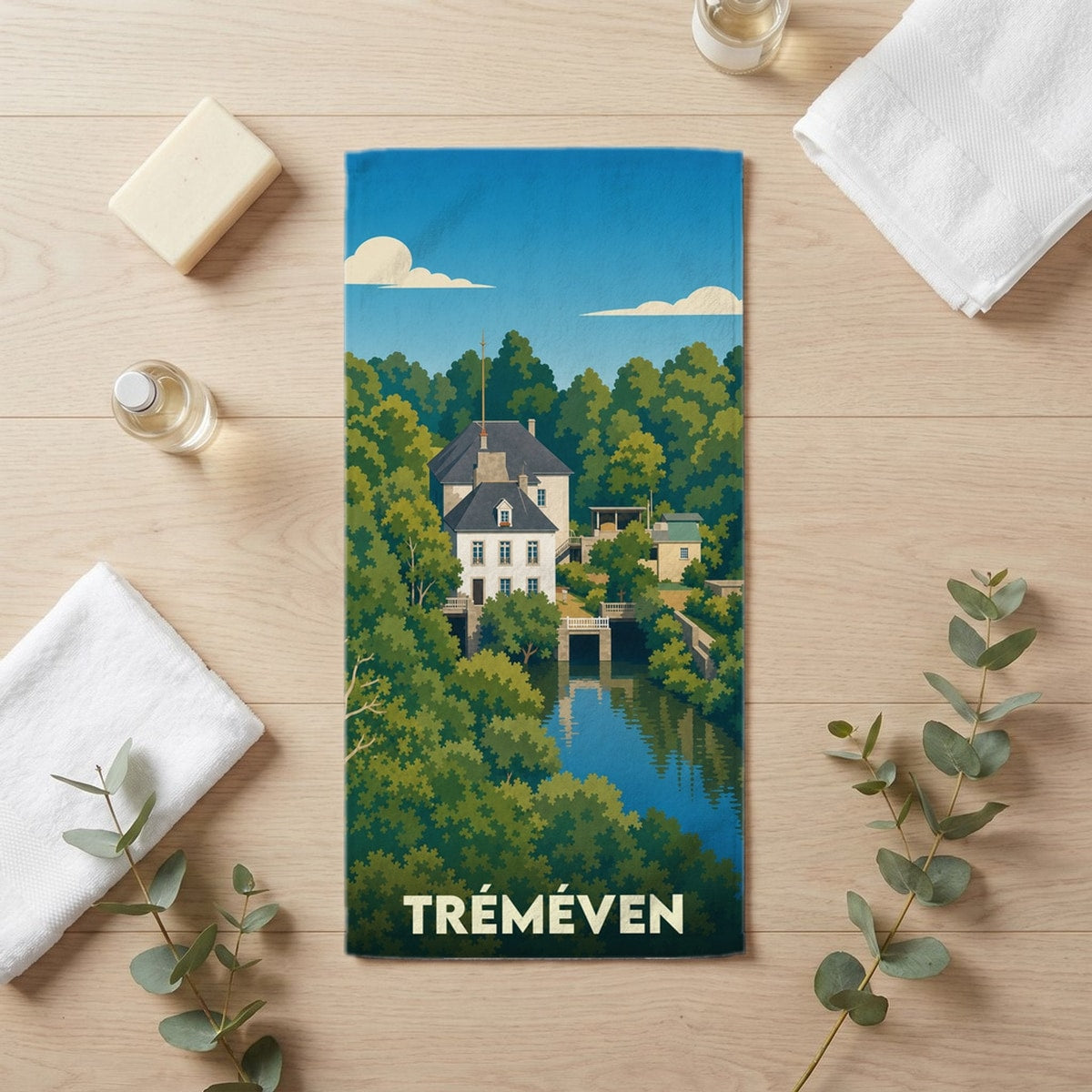Serviette de bain 30 cm x 60 cm souvenir de Tréméven