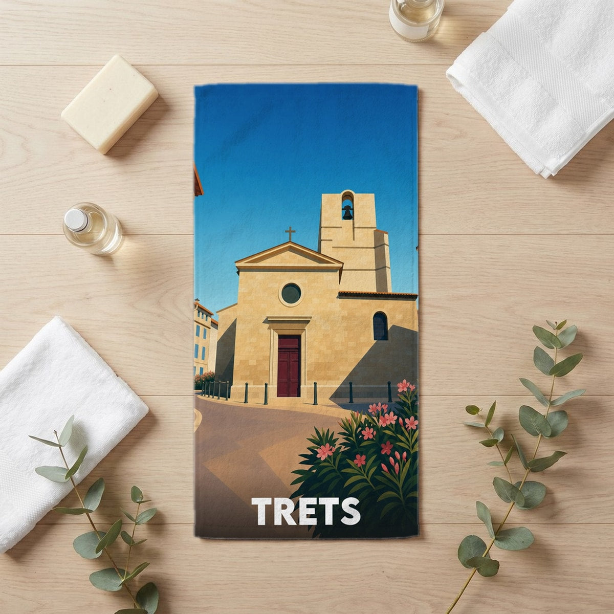 Serviette de bain 30 cm x 60 cm souvenir de Trets