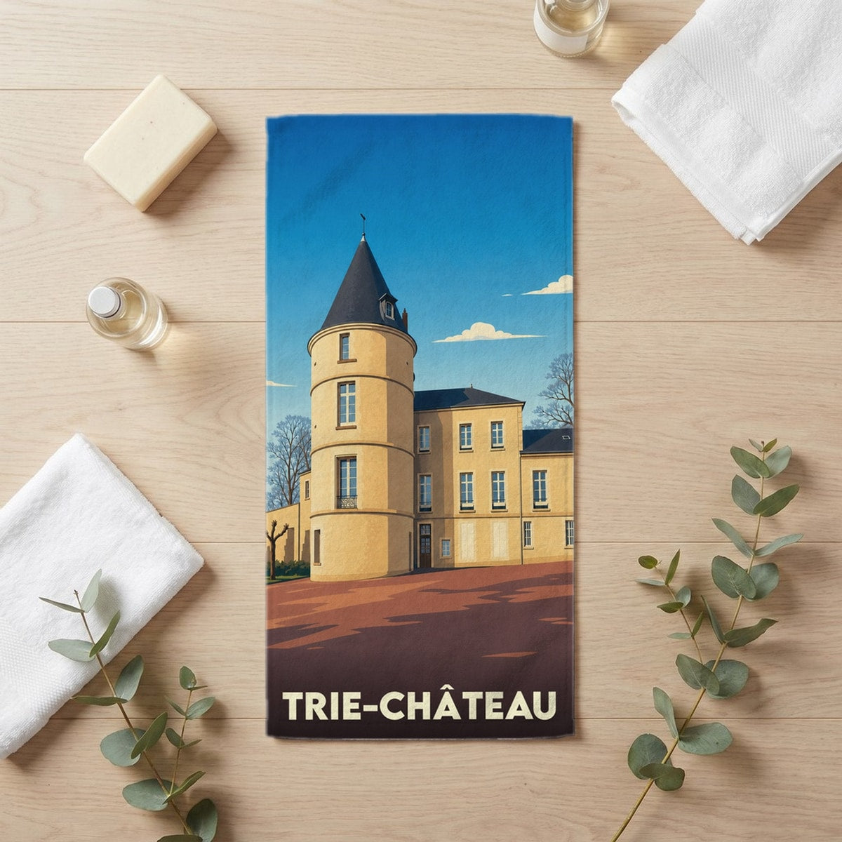Serviette de bain 30 cm x 60 cm souvenir de Trie-Château