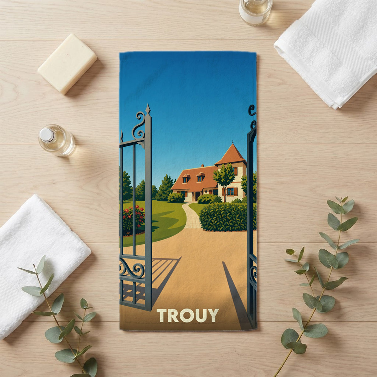 Serviette de bain 30 cm x 60 cm souvenir de Trouy