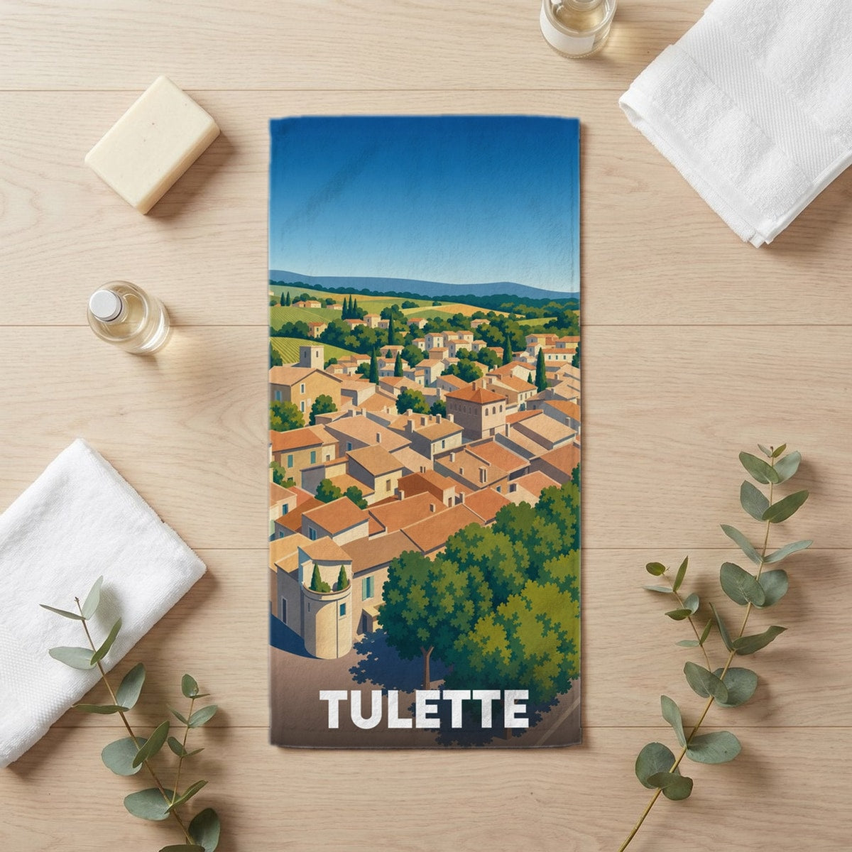 Serviette de bain 30 cm x 60 cm souvenir de Tulette